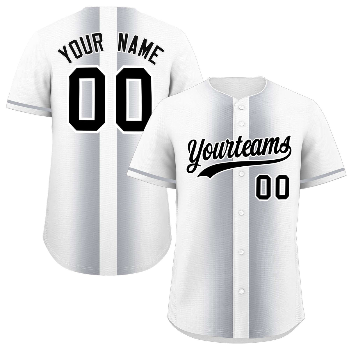 Custom White Silver Lapel Gradient Fashion Authentic Baseball Jersey| KXKSHOP