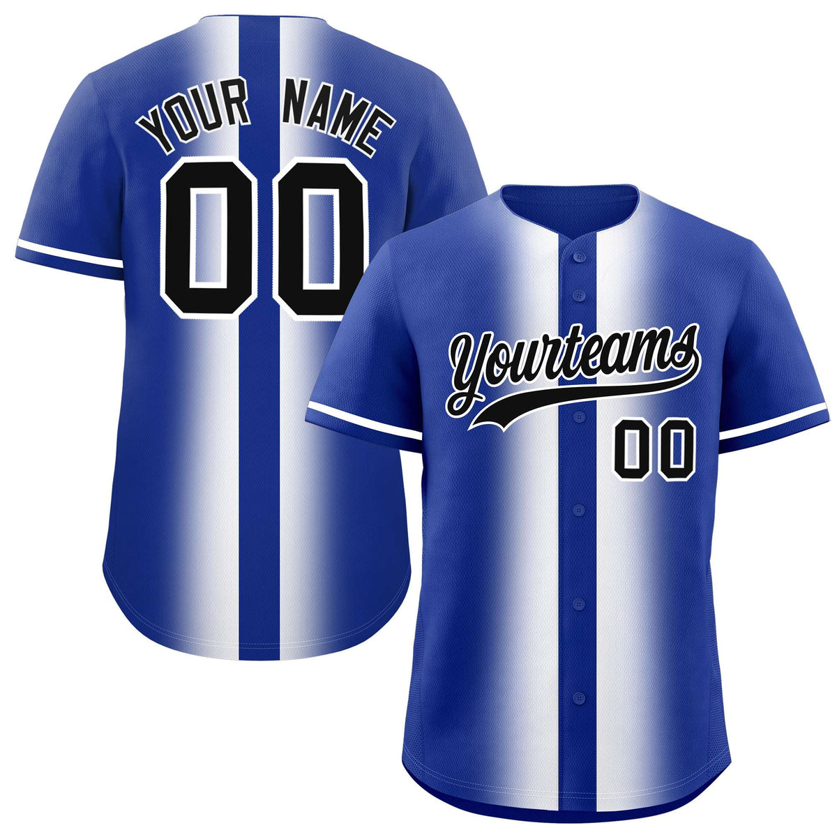 Custom Royal White Lapel Gradient Fashion Authentic Baseball Jersey| KXKSHOP