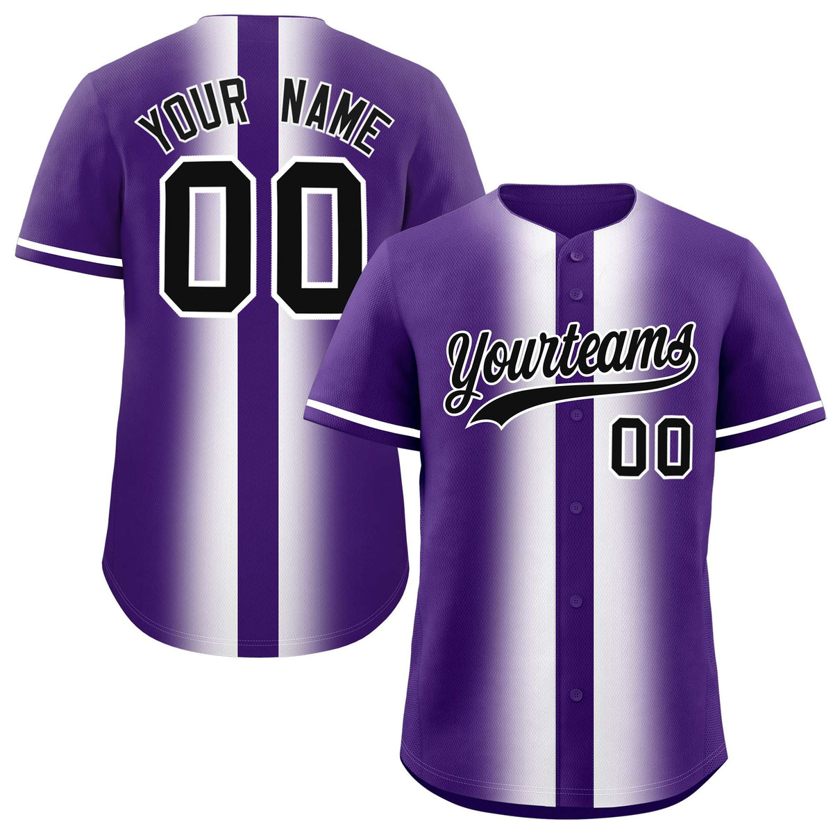 Custom Purple White Lapel Gradient Fashion Authentic Baseball Jersey| KXKSHOP