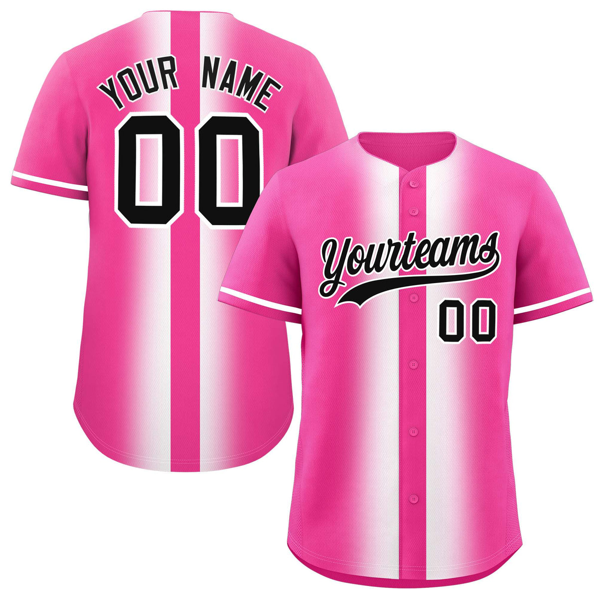 Custom Pink White Lapel Gradient Fashion Authentic Baseball Jersey| KXKSHOP