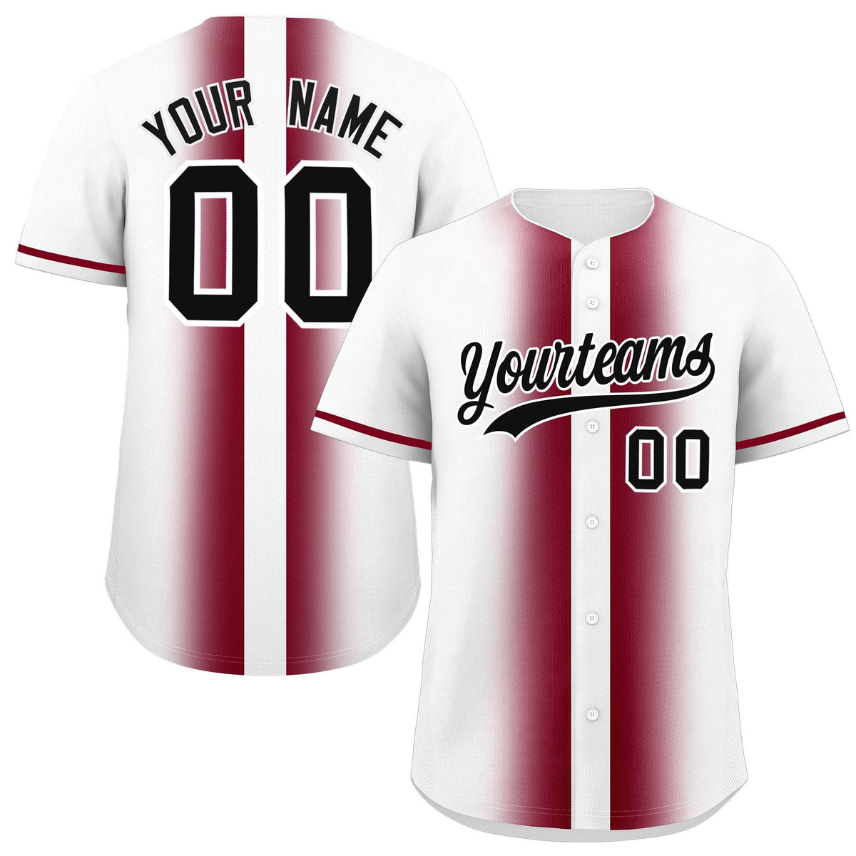 Custom White Crimson Lapel Gradient Fashion Authentic Baseball Jersey| KXKSHOP