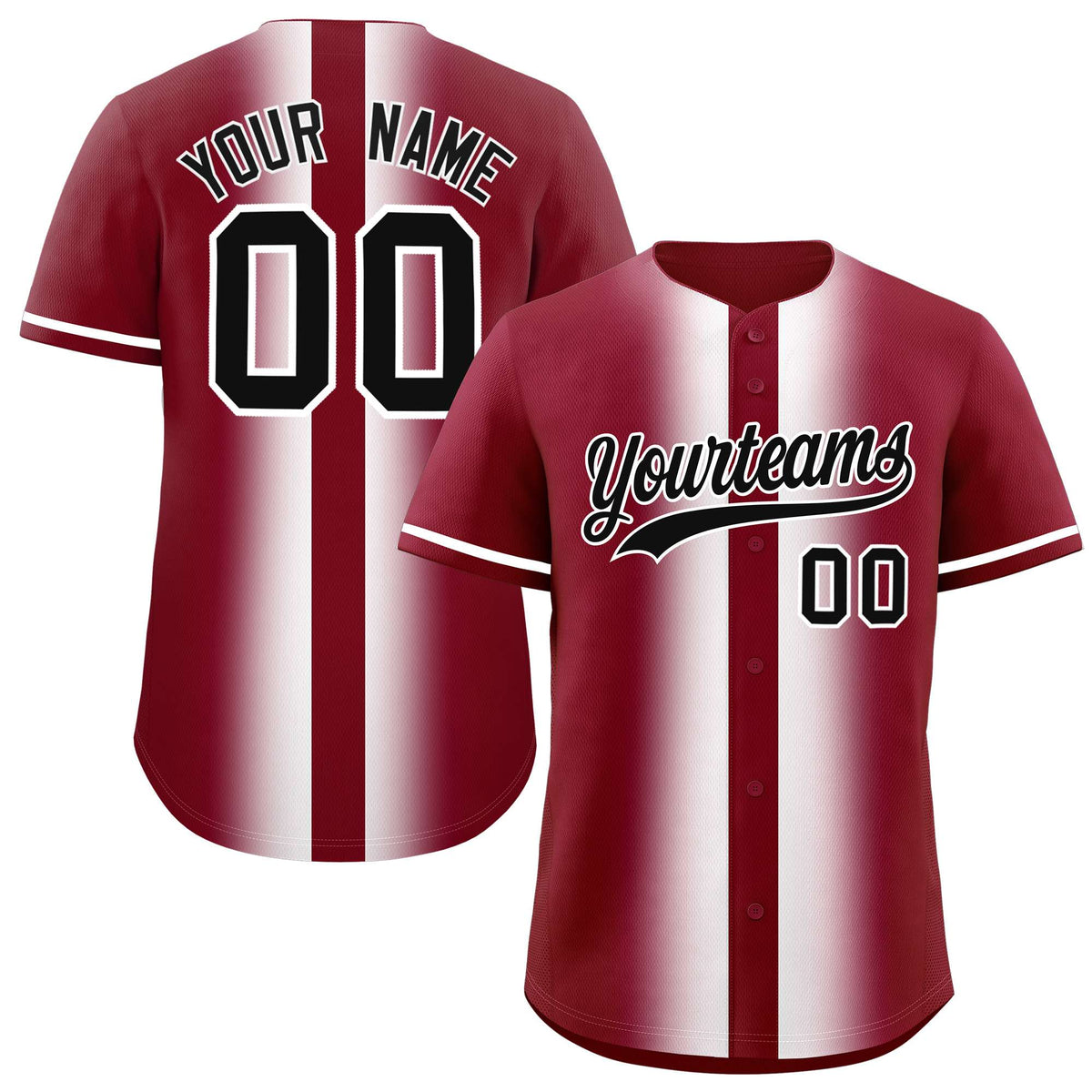 Custom Crimson White Lapel Gradient Fashion Authentic Baseball Jersey| KXKSHOP