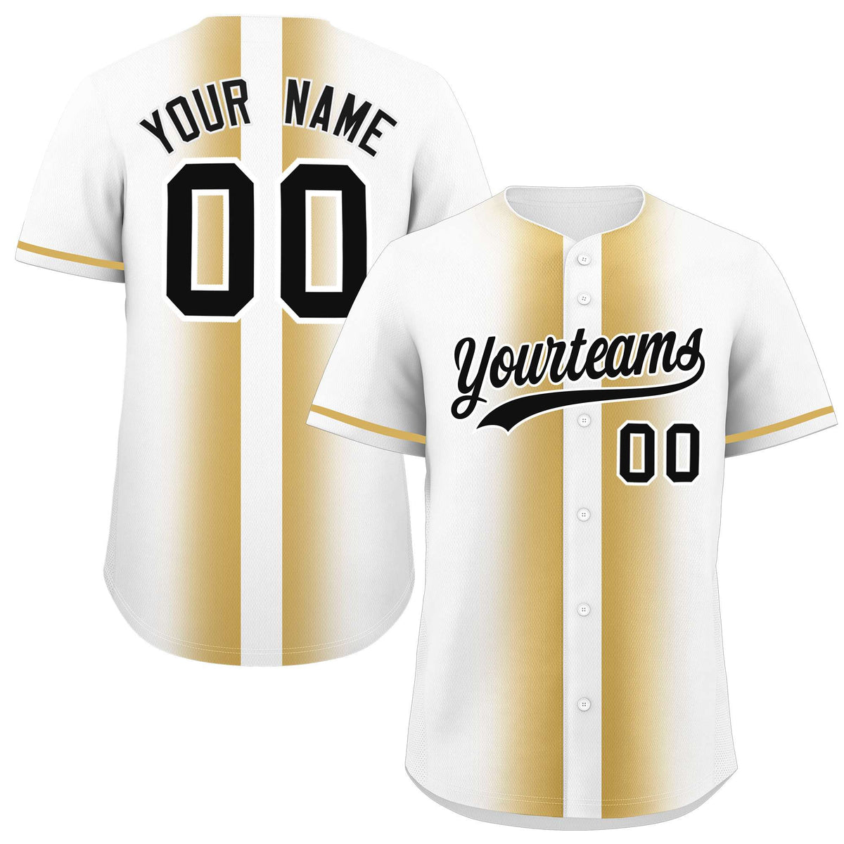 Custom White Old Gold Lapel Gradient Fashion Authentic Baseball Jersey| KXKSHOP
