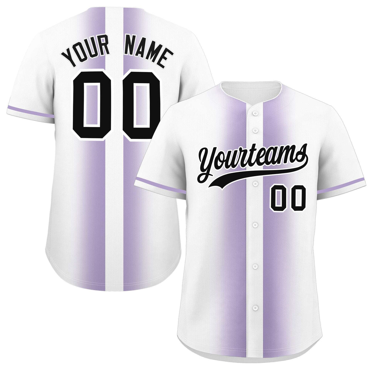 Custom White Light Purple Lapel Gradient Fashion Authentic Baseball Jersey| KXKSHOP