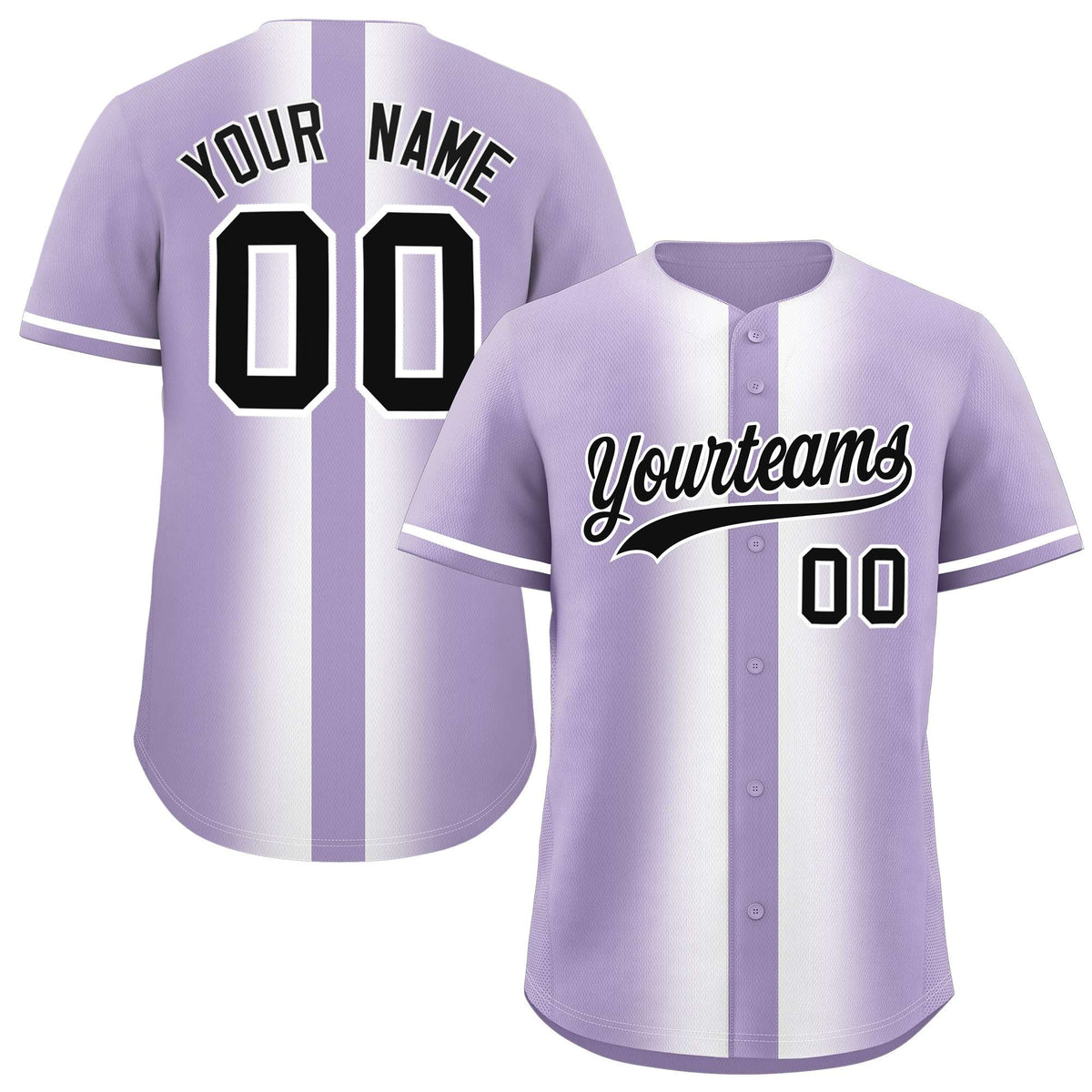 Custom Light Purple White Lapel Gradient Fashion Authentic Baseball Jersey| KXKSHOP