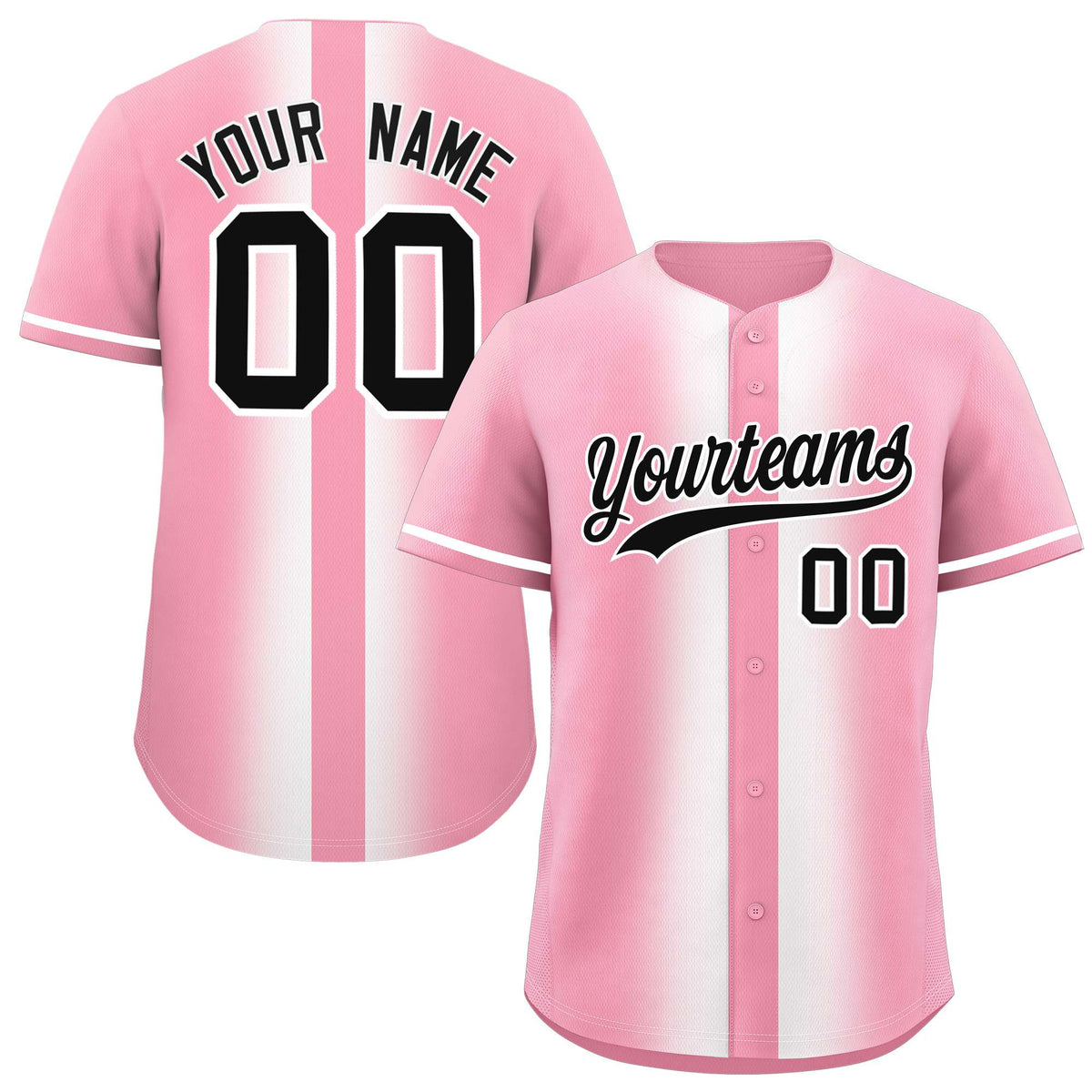Custom Light Pink White Lapel Gradient Fashion Authentic Baseball Jersey| KXKSHOP