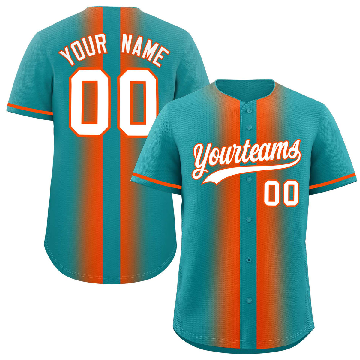Custom Aqua Orange Lapel Gradient Fashion Authentic Baseball Jersey| KXKSHOP