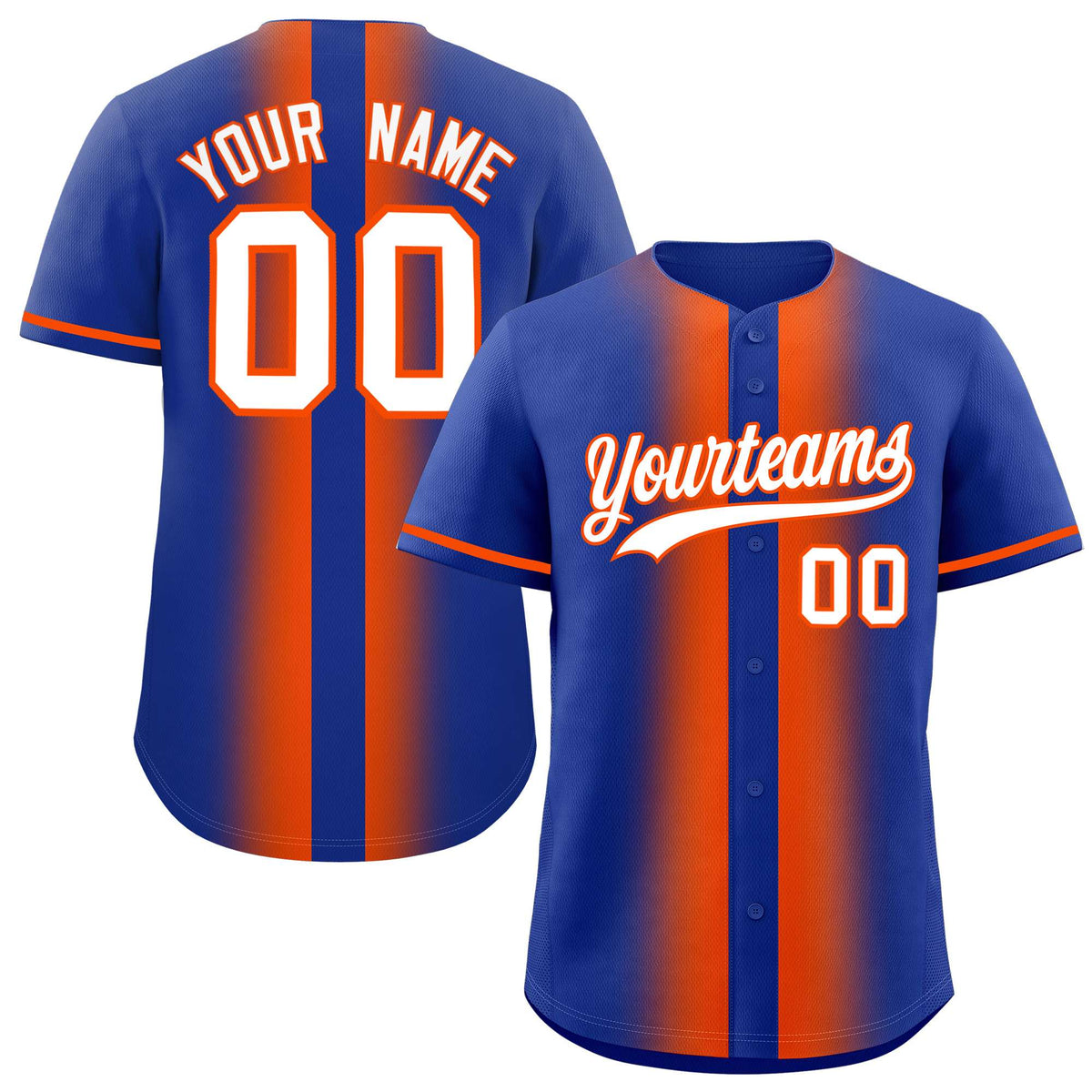 Custom Royal Orange Lapel Gradient Fashion Authentic Baseball Jersey| KXKSHOP