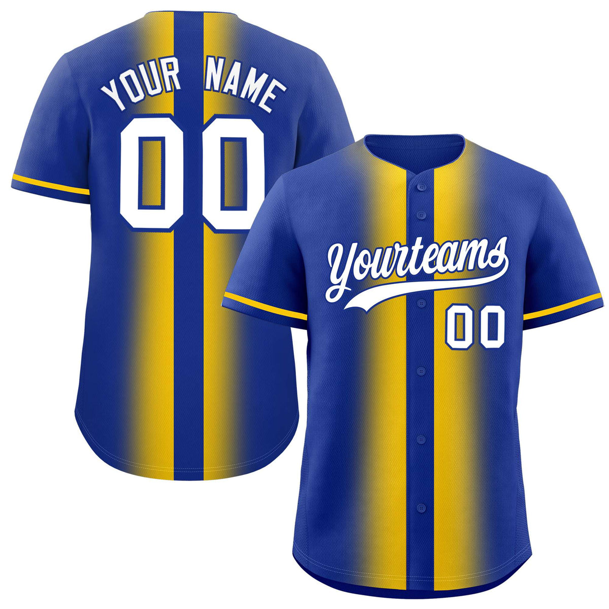 Custom Royal Gold Lapel Gradient Fashion Authentic Baseball Jersey| KXKSHOP