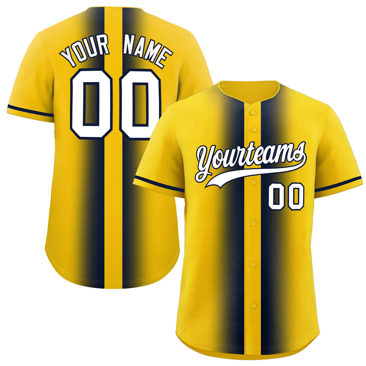 Custom Gold Navy Lapel Gradient Fashion Authentic Baseball Jersey| KXKSHOP
