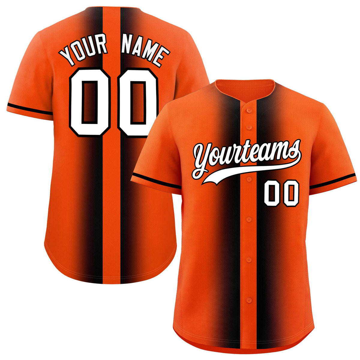 Custom Orange Black Lapel Gradient Fashion Authentic Baseball Jersey| KXKSHOP