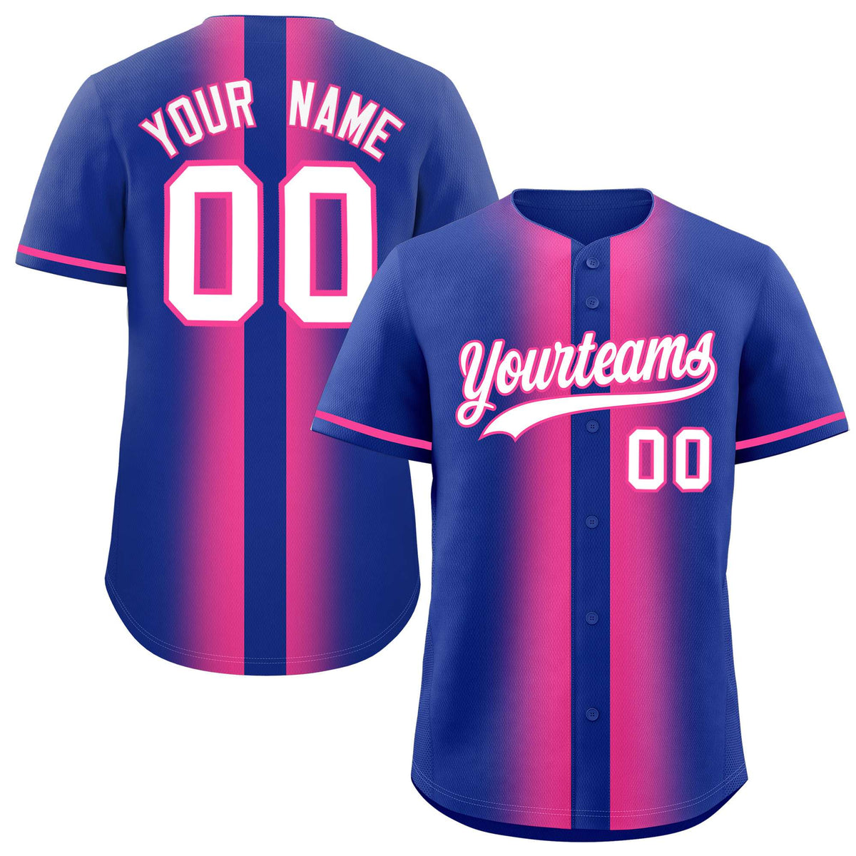 Custom Royal Pink Lapel Gradient Fashion Authentic Baseball Jersey| KXKSHOP