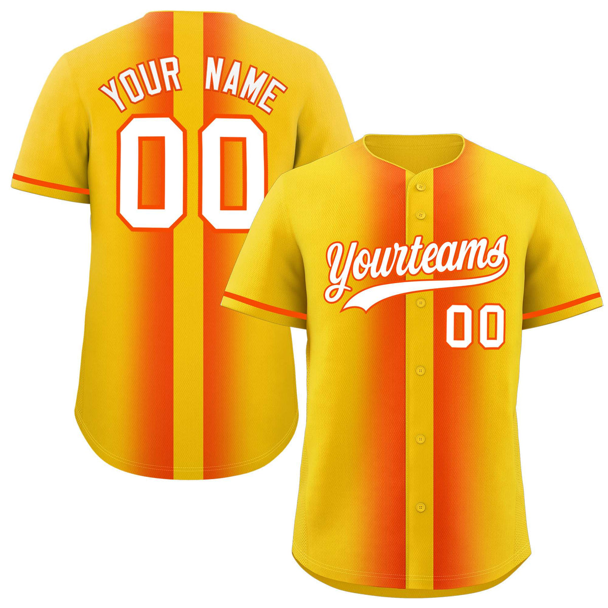 Custom Gold Orange Lapel Gradient Fashion Authentic Baseball Jersey| KXKSHOP