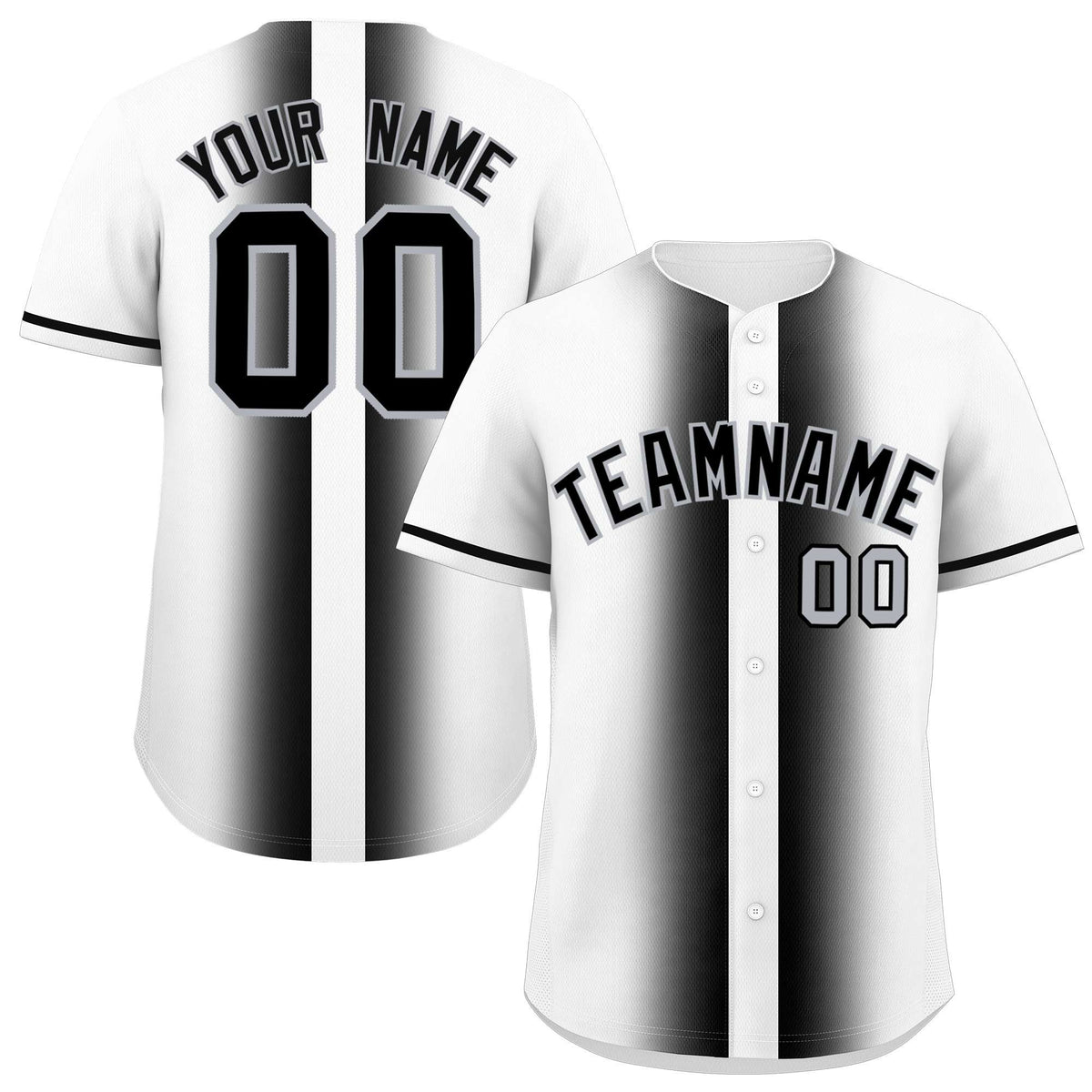 Custom White Black Lapel Gradient Fashion Authentic Baseball Jersey| KXKSHOP