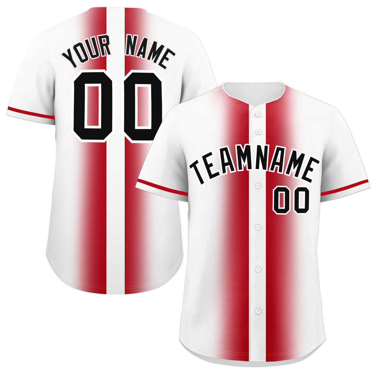 Custom White Red Lapel Gradient Fashion Authentic Baseball Jersey| KXKSHOP