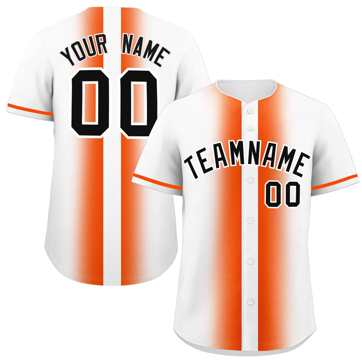 Custom White Orange Lapel Gradient Fashion Authentic Baseball Jersey| KXKSHOP