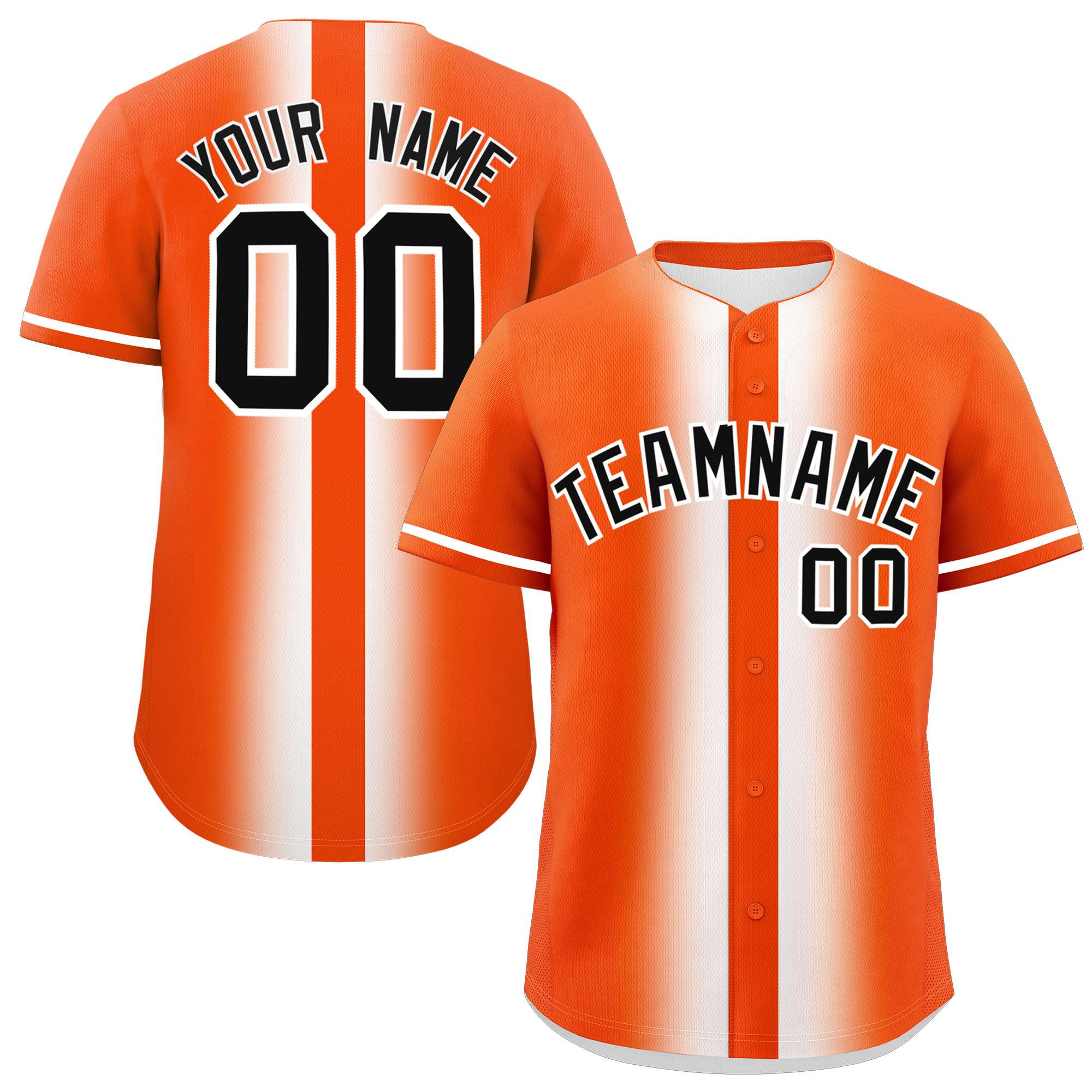 Custom Orange White Lapel Gradient Fashion Authentic Baseball Jersey| KXKSHOP