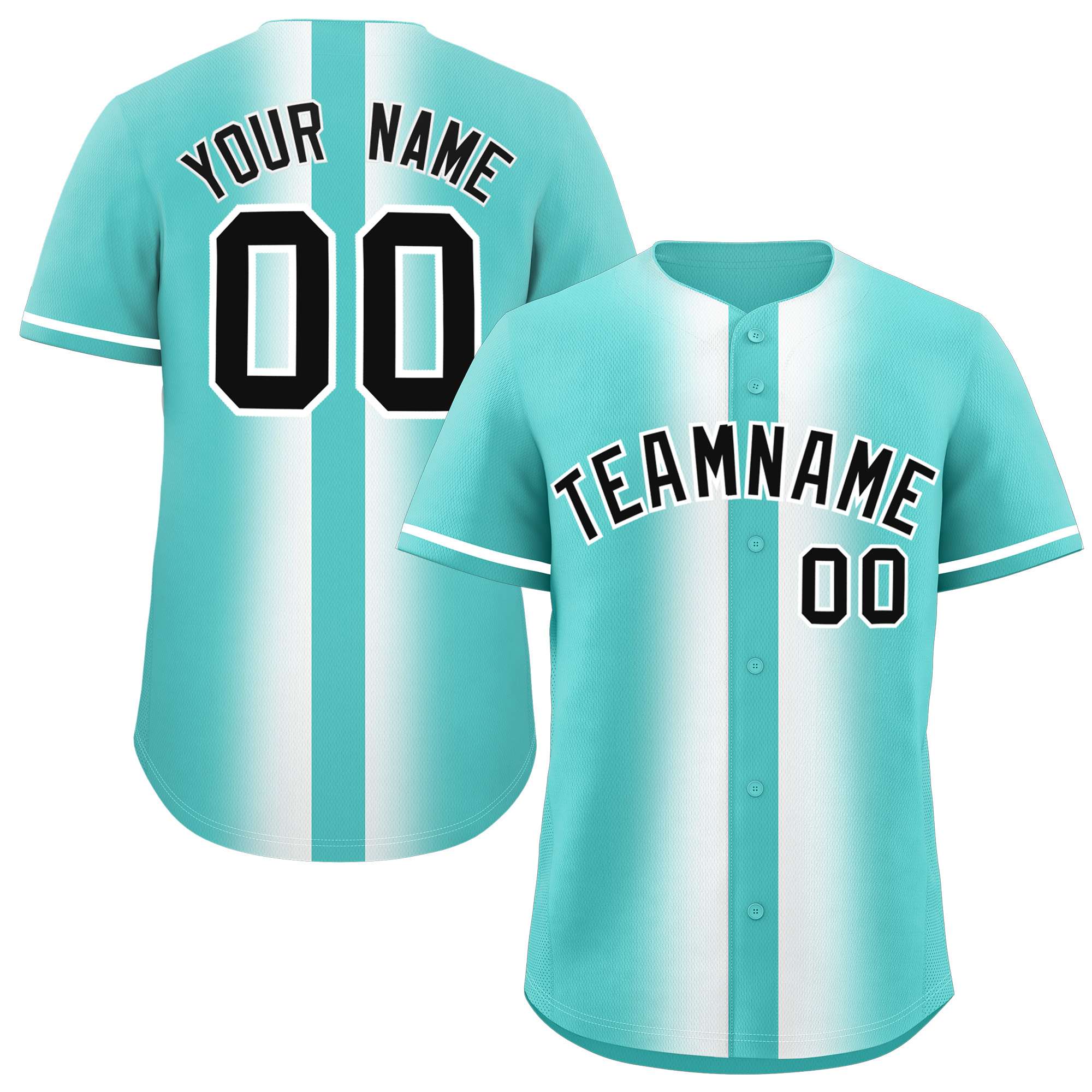 Custom Bright Green White Lapel Gradient Fashion Authentic Baseball Jersey| KXKSHOP