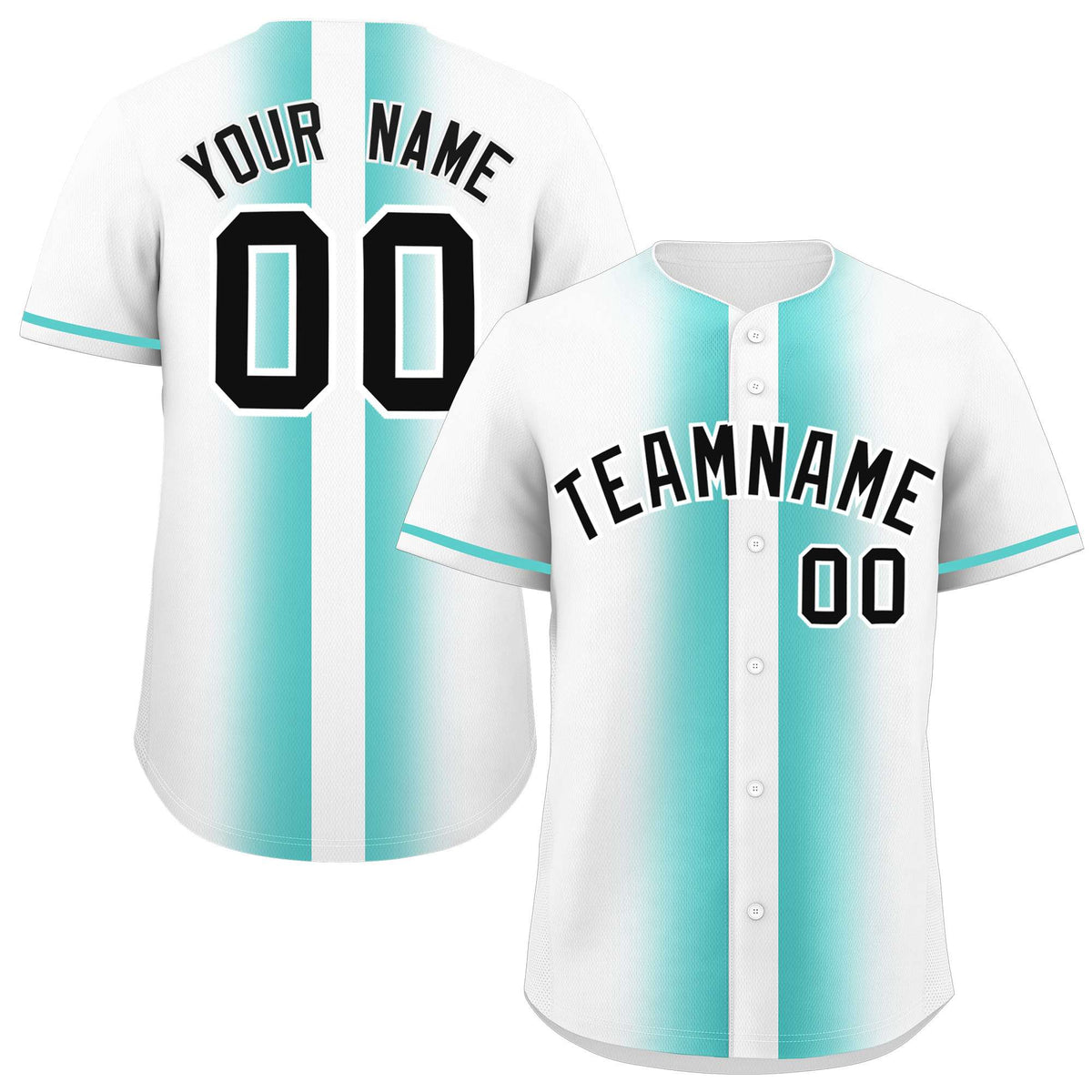 Custom White Bright Green Lapel Gradient Fashion Authentic Baseball Jersey| KXKSHOP