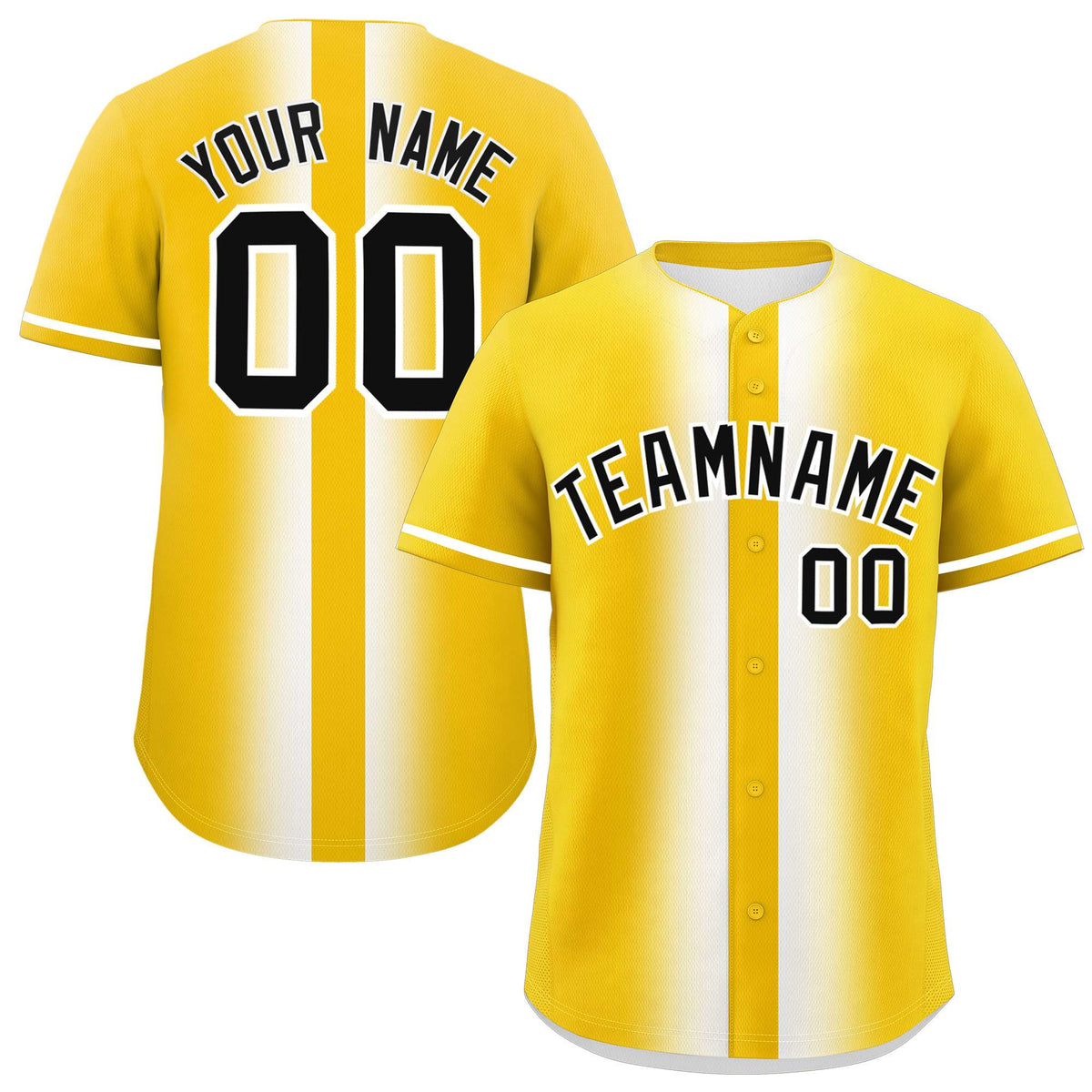 Custom Gold White Lapel Gradient Fashion Authentic Baseball Jersey| KXKSHOP