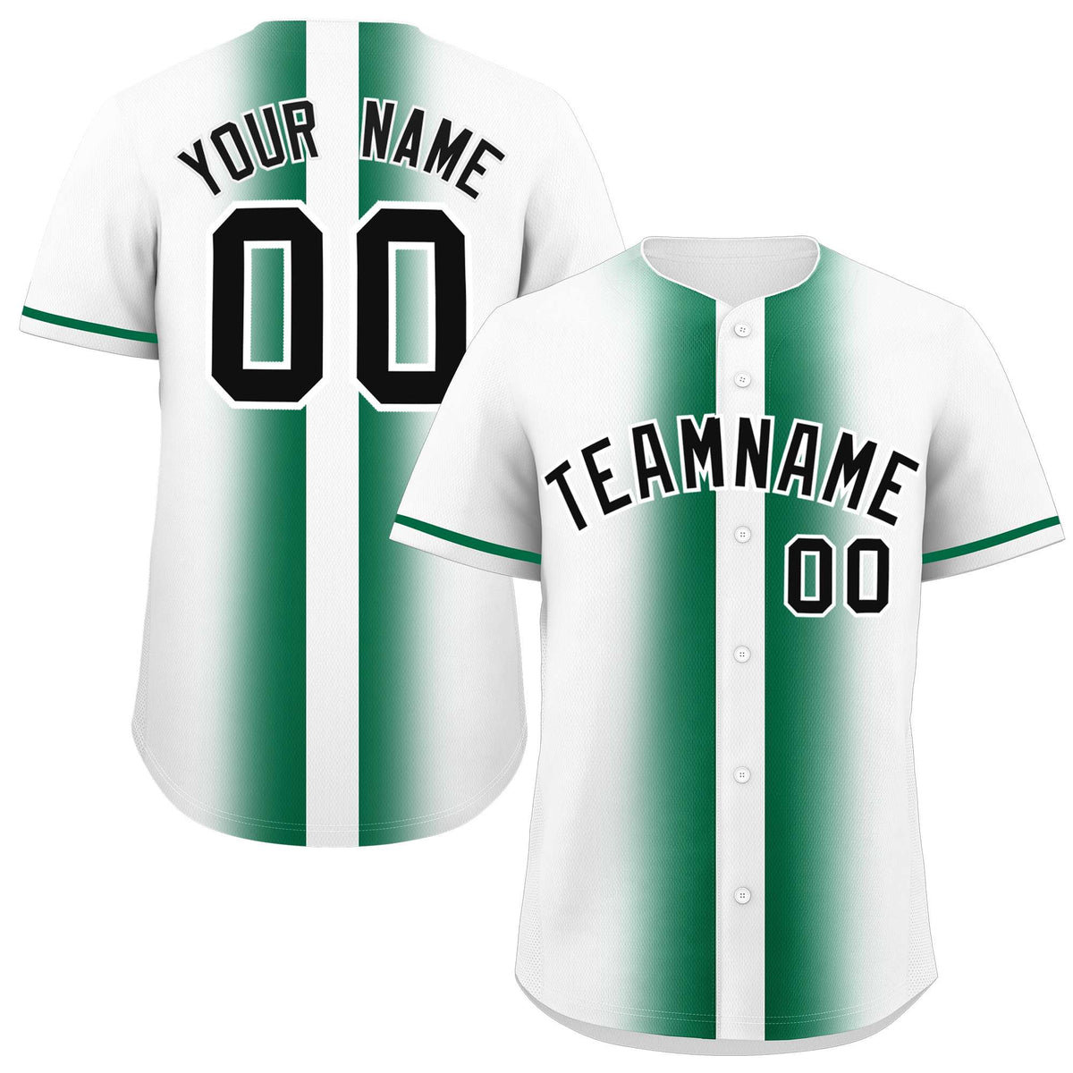 Custom White Kelly Green Lapel Gradient Fashion Authentic Baseball Jersey| KXKSHOP
