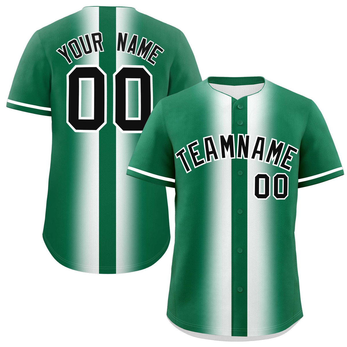 Custom Kelly Green White Lapel Gradient Fashion Authentic Baseball Jersey| KXKSHOP