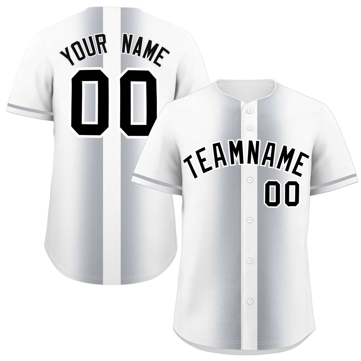 Custom White Silver Lapel Gradient Fashion Authentic Baseball Jersey| KXKSHOP