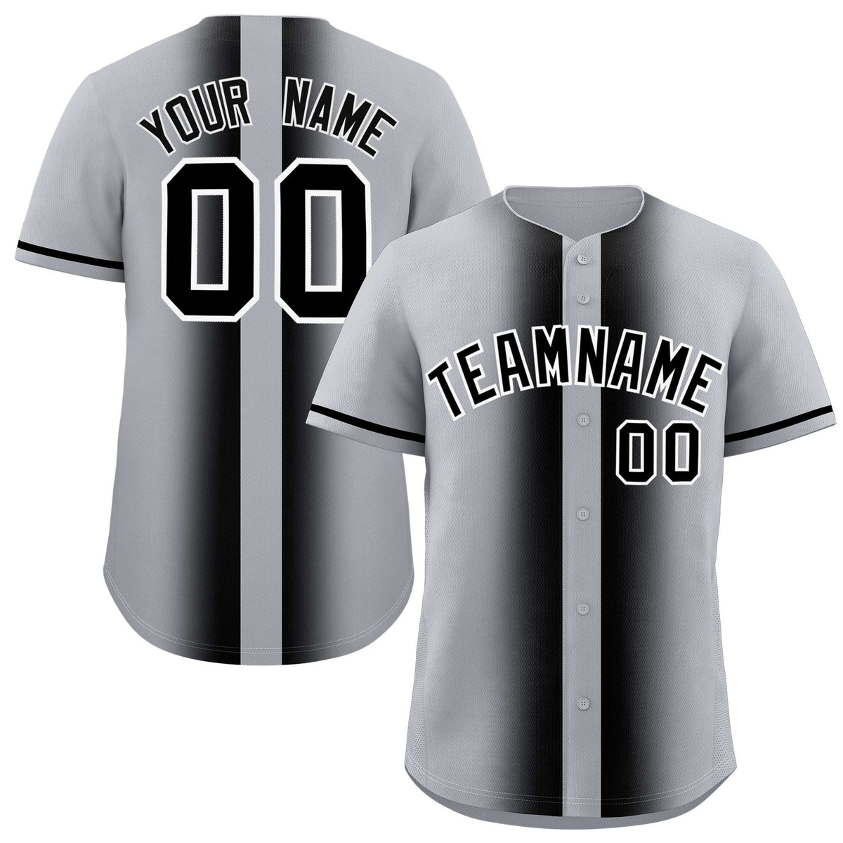 Custom Silver Black Lapel Gradient Fashion Authentic Baseball Jersey| KXKSHOP