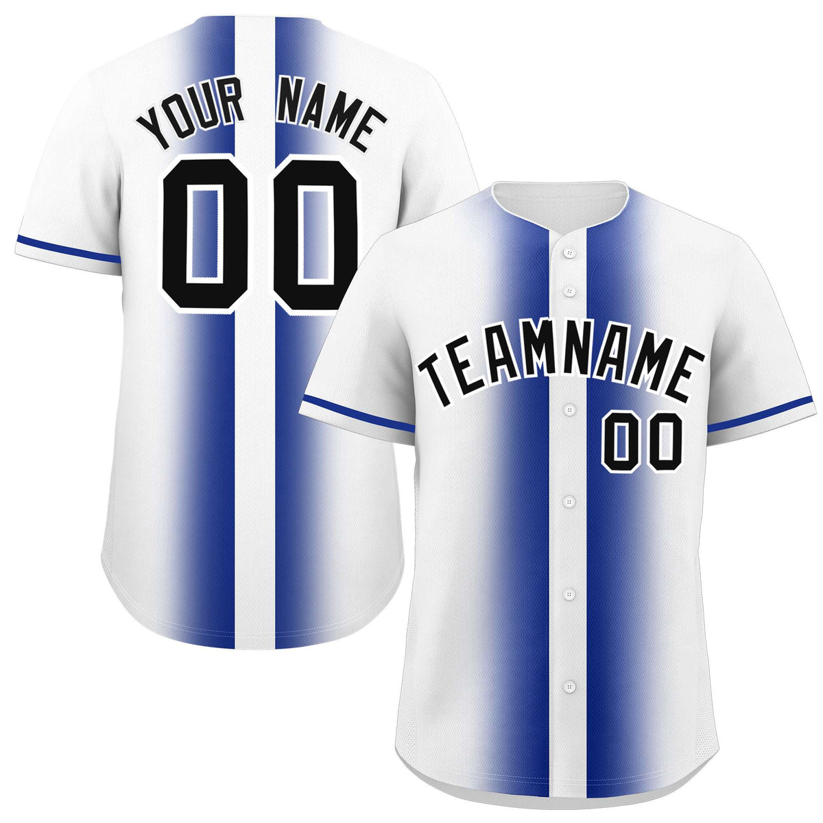 Custom White Royal Lapel Gradient Fashion Authentic Baseball Jersey| KXKSHOP