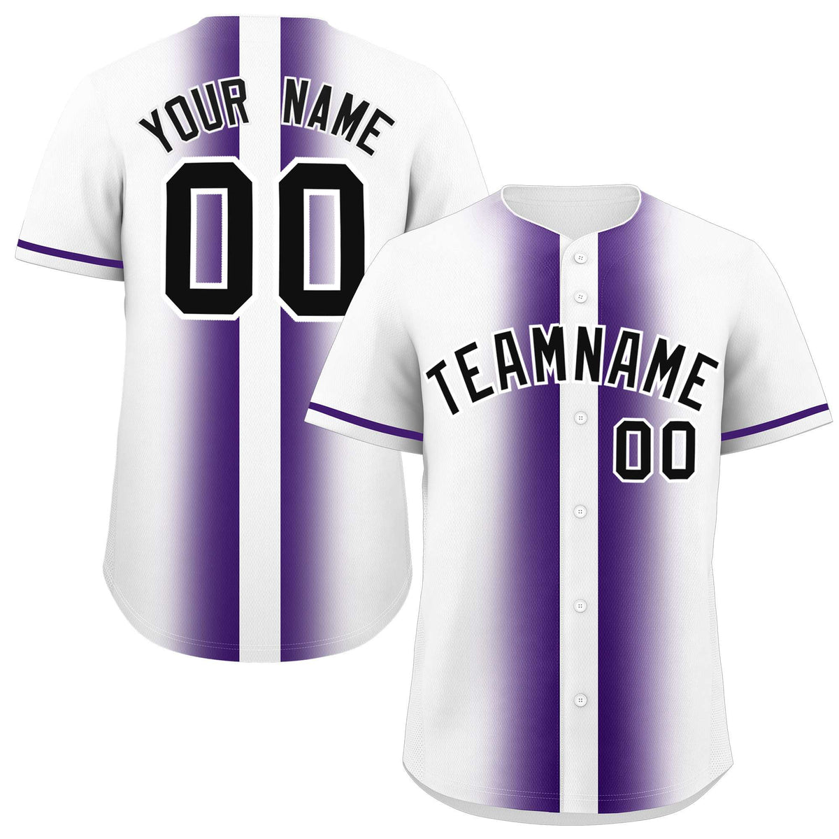 Custom White Purple Lapel Gradient Fashion Authentic Baseball Jersey| KXKSHOP