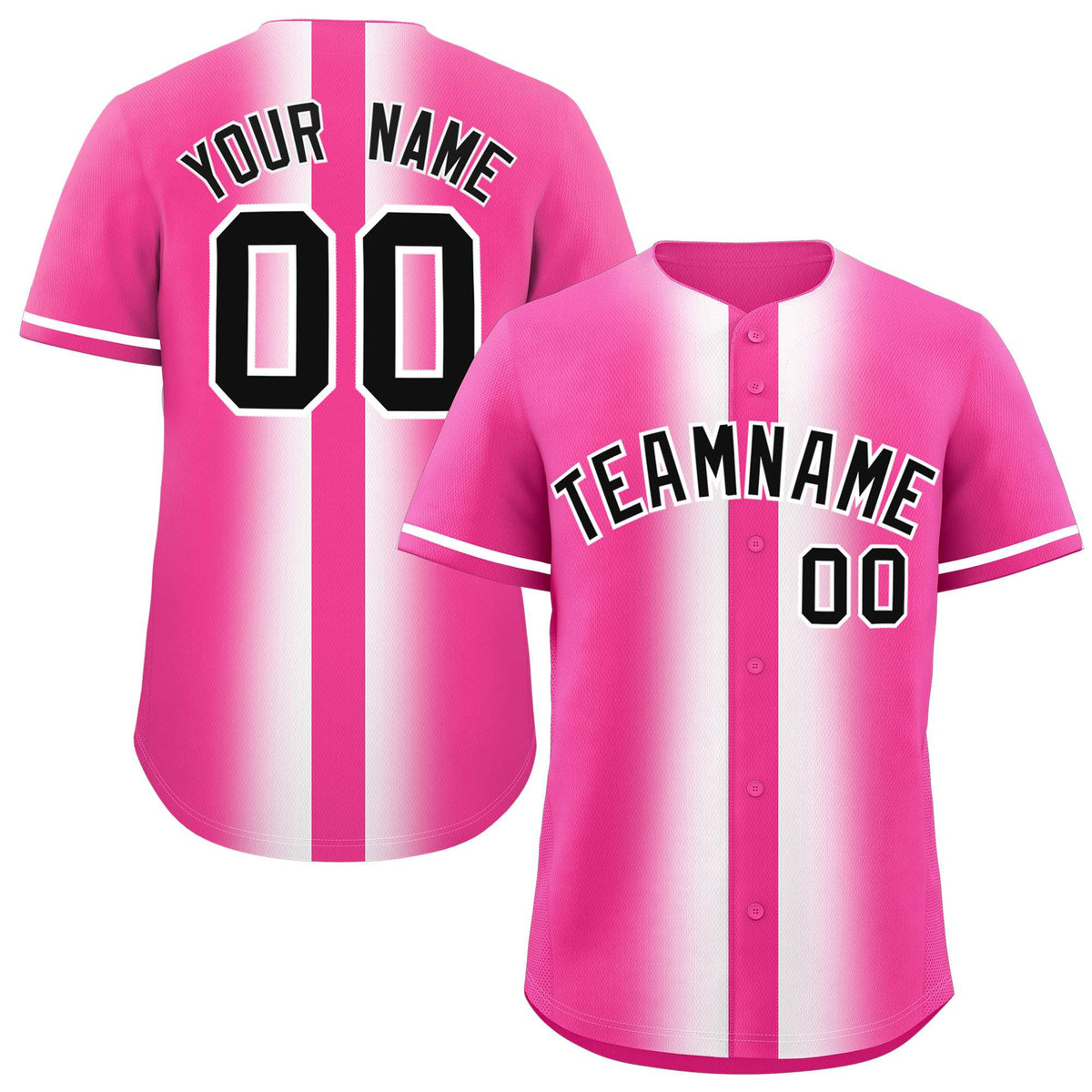 Custom Pink White Lapel Gradient Fashion Authentic Baseball Jersey| KXKSHOP
