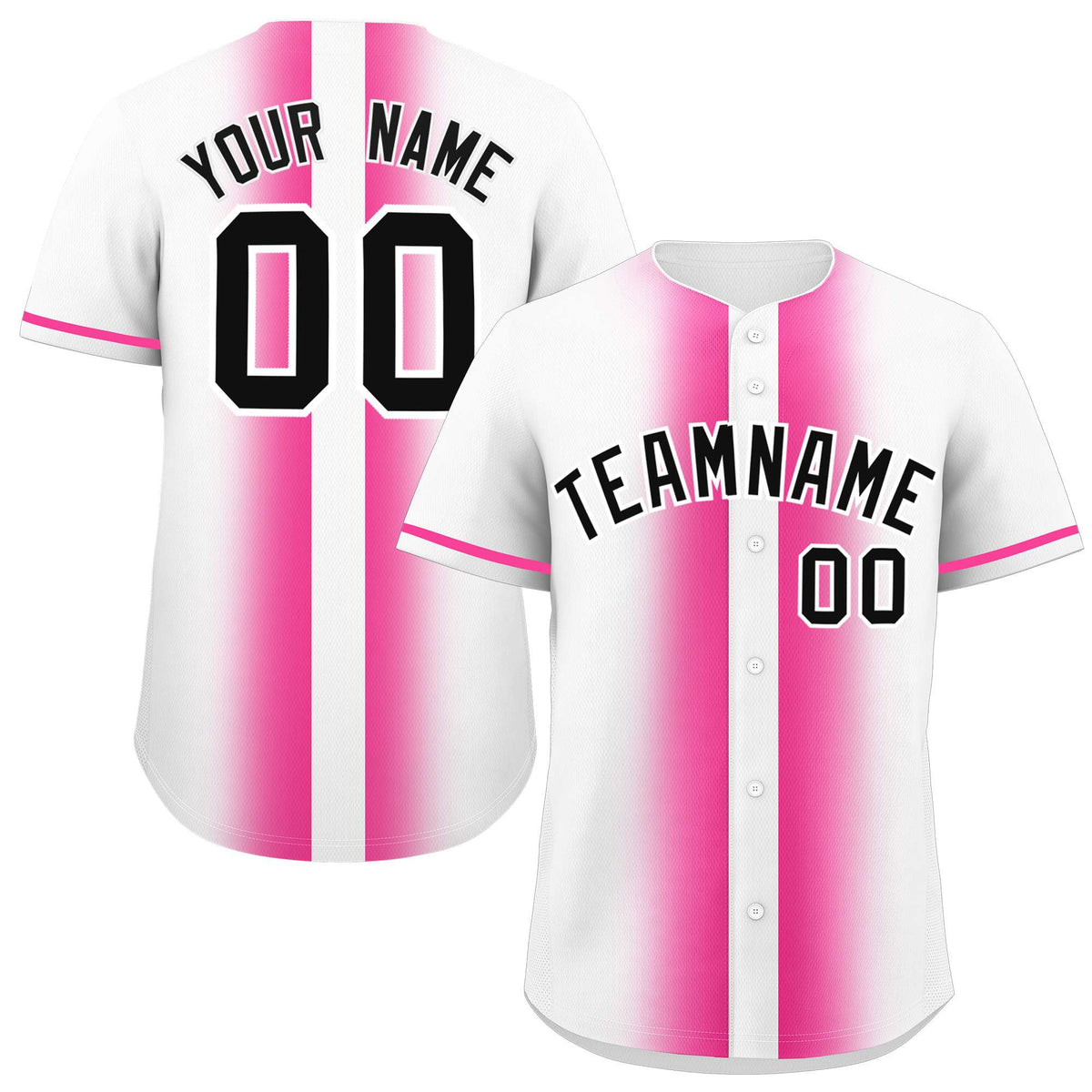 Custom White Pink Lapel Gradient Fashion Authentic Baseball Jersey| KXKSHOP