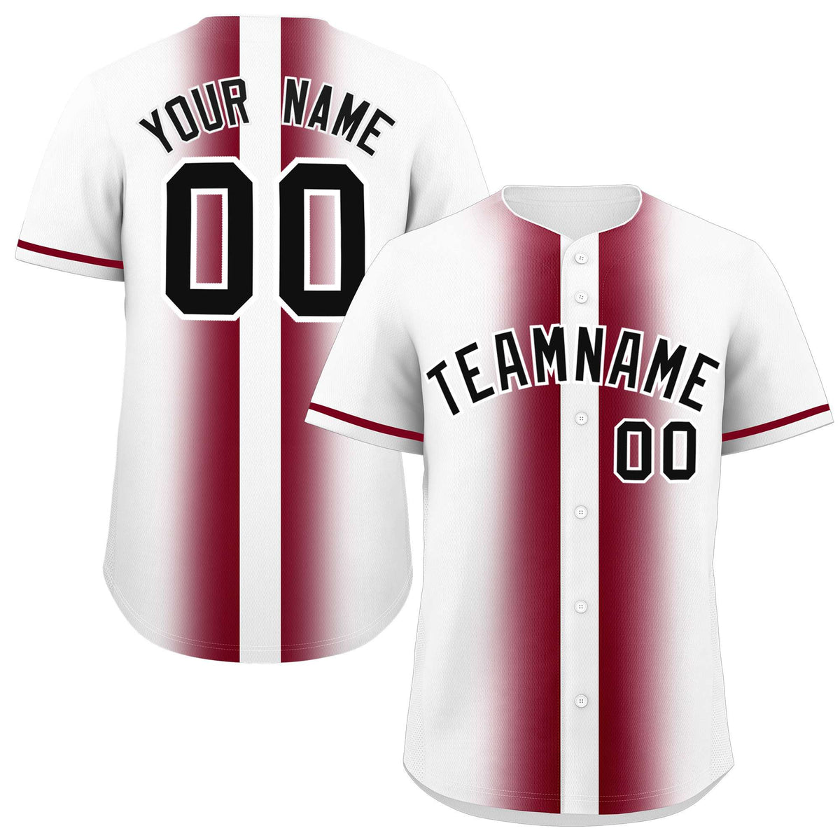 Custom White Crimson Lapel Gradient Fashion Authentic Baseball Jersey| KXKSHOP