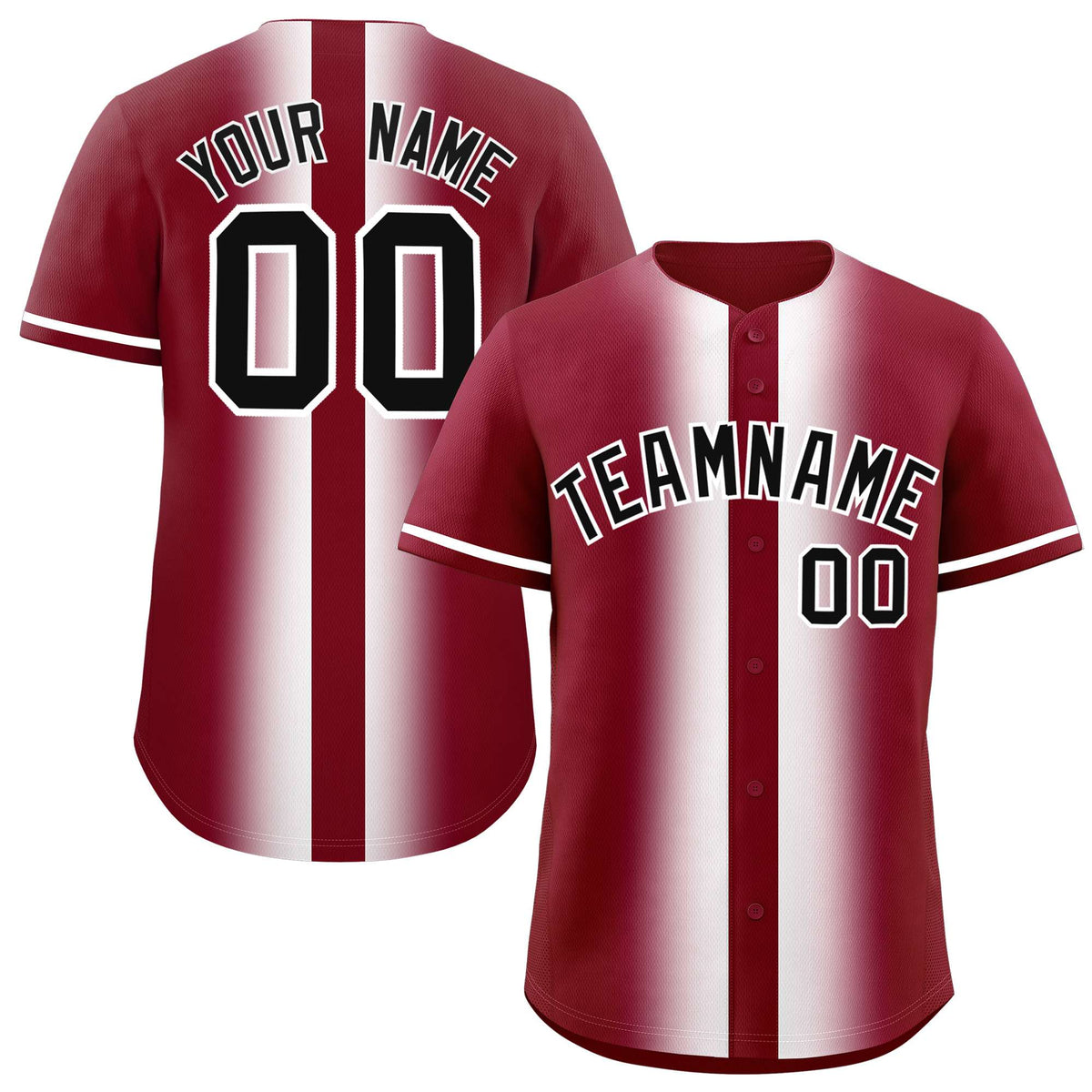 Custom Crimson White Lapel Gradient Fashion Authentic Baseball Jersey| KXKSHOP