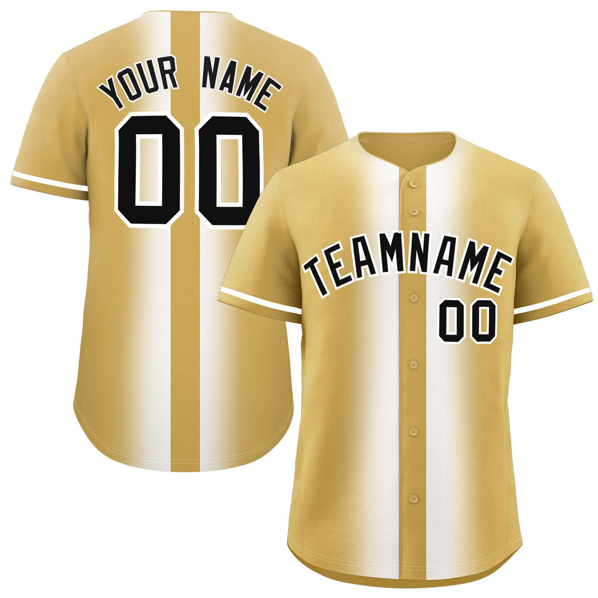 Custom Old Gold White Lapel Gradient Fashion Authentic Baseball Jersey| KXKSHOP