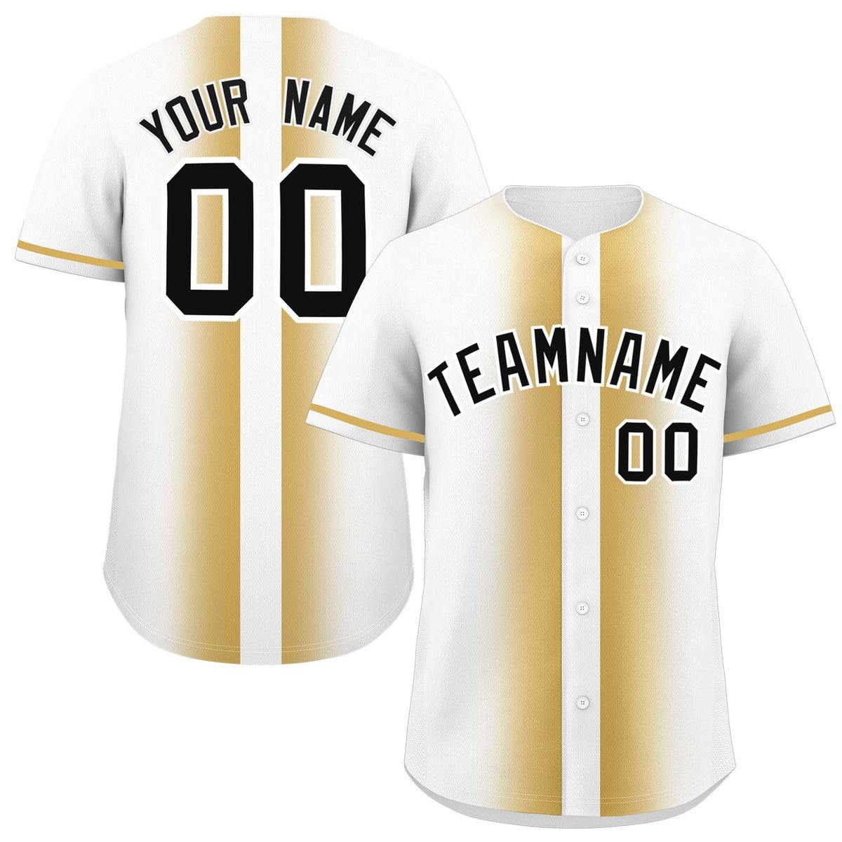 Custom White Old Gold Lapel Gradient Fashion Authentic Baseball Jersey| KXKSHOP
