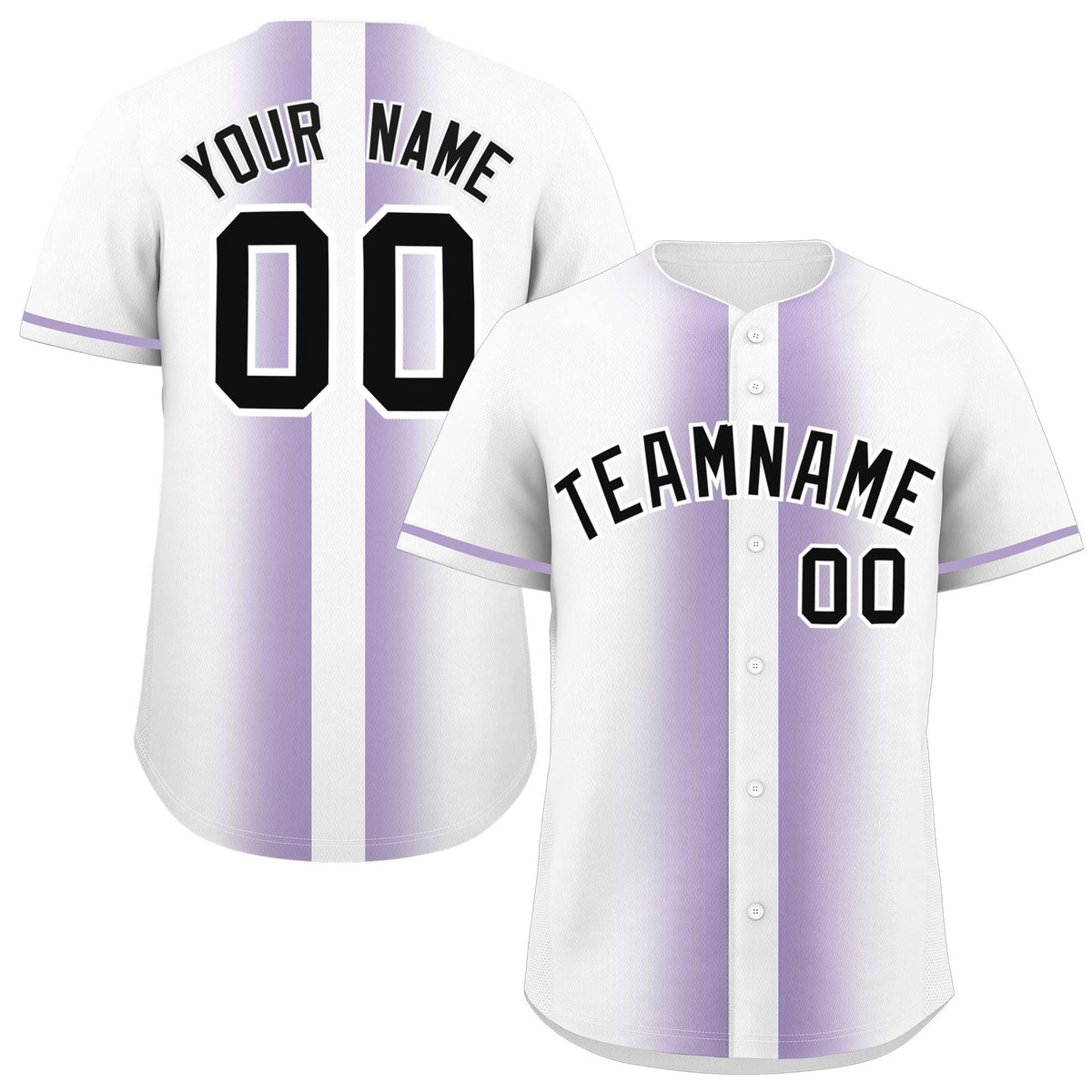 Custom White Light Purple Lapel Gradient Fashion Authentic Baseball Jersey| KXKSHOP