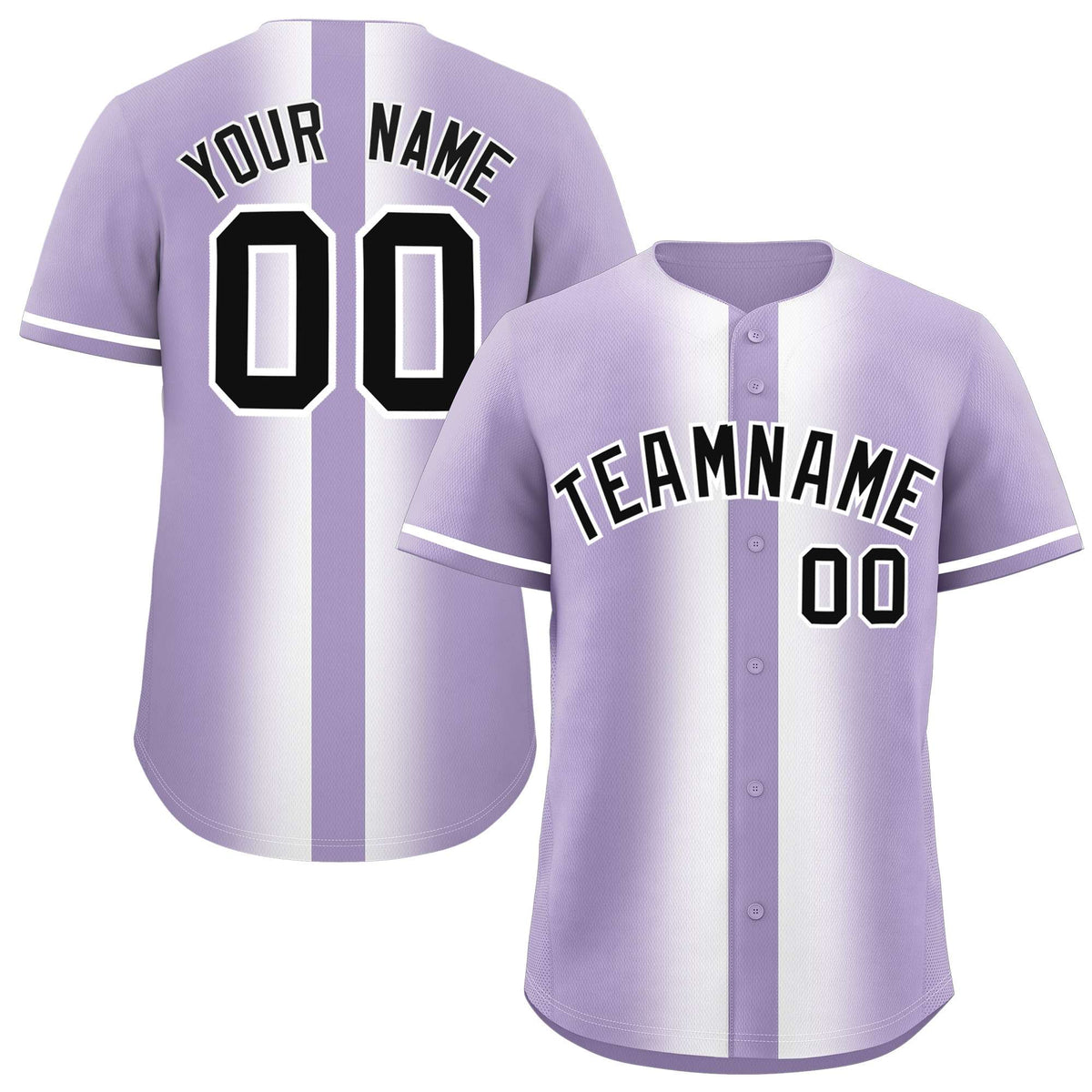 Custom Light Purple White Lapel Gradient Fashion Authentic Baseball Jersey| KXKSHOP