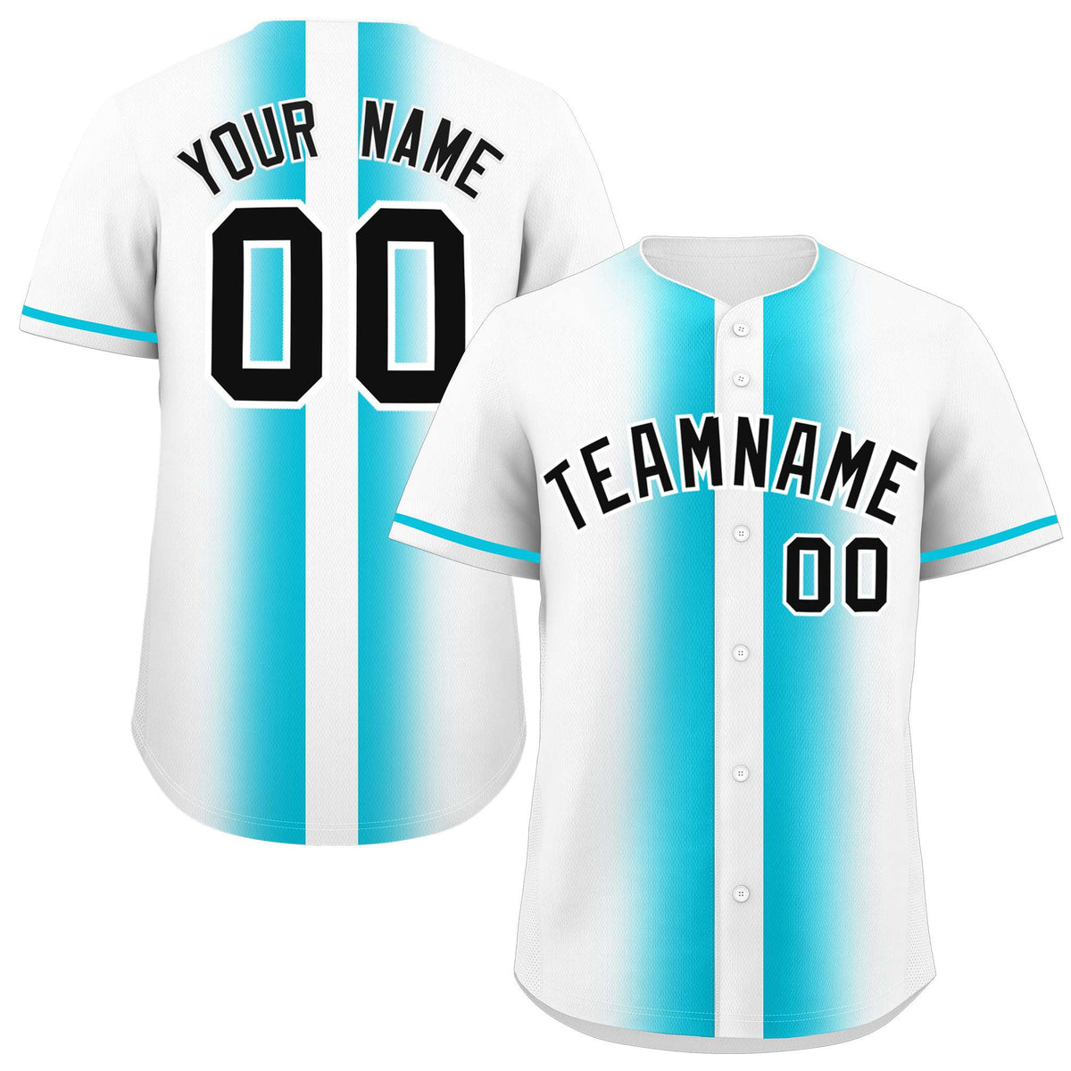 Custom White Sky Blue Lapel Gradient Fashion Authentic Baseball Jersey| KXKSHOP