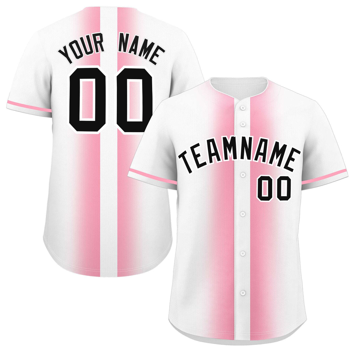 Custom White Light Pink Lapel Gradient Fashion Authentic Baseball Jersey| KXKSHOP