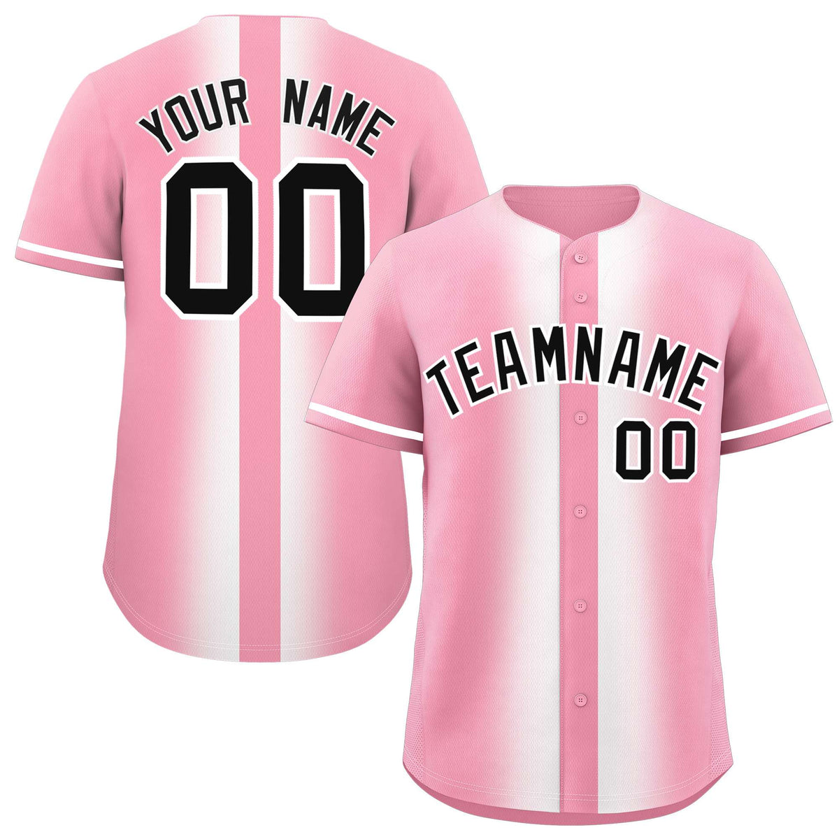 Custom Light Pink White Lapel Gradient Fashion Authentic Baseball Jersey| KXKSHOP