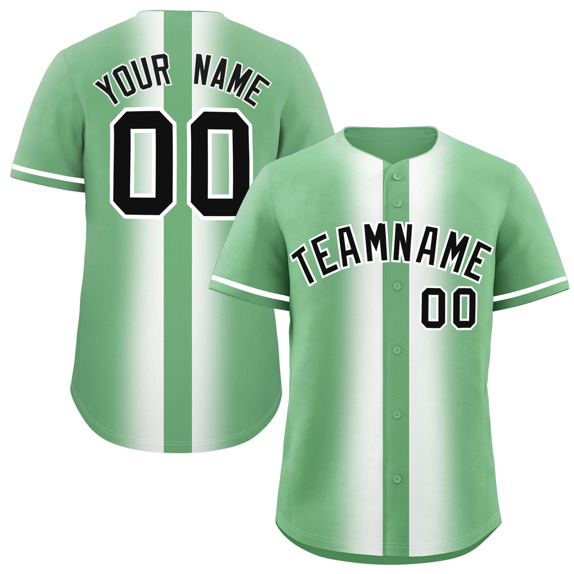 Custom Green White Lapel Gradient Fashion Authentic Baseball Jersey| KXKSHOP