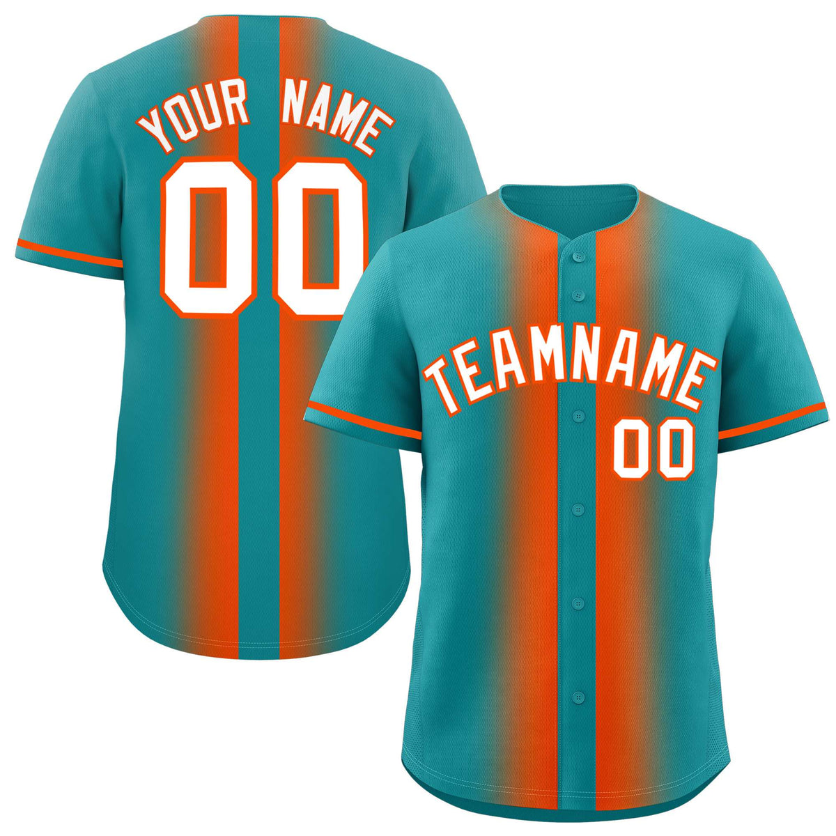 Custom Aqua Orange Lapel Gradient Fashion Authentic Baseball Jersey| KXKSHOP