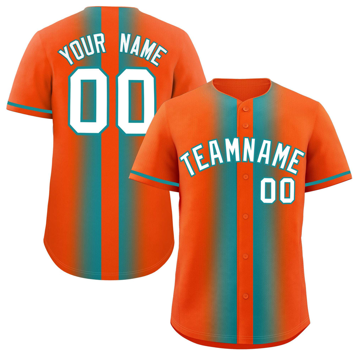 Custom Orange Aqua Lapel Gradient Fashion Authentic Baseball Jersey| KXKSHOP