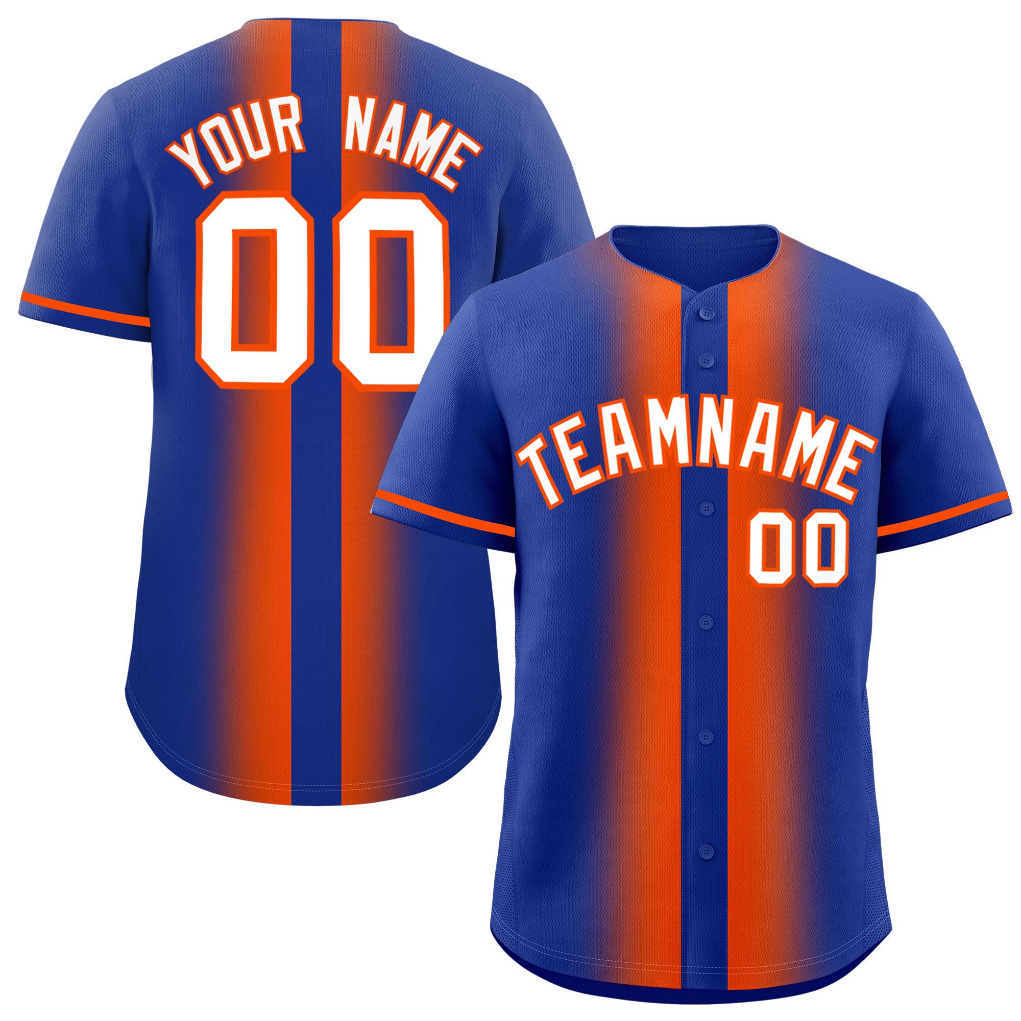 Custom Royal Orange Lapel Gradient Fashion Authentic Baseball Jersey| KXKSHOP