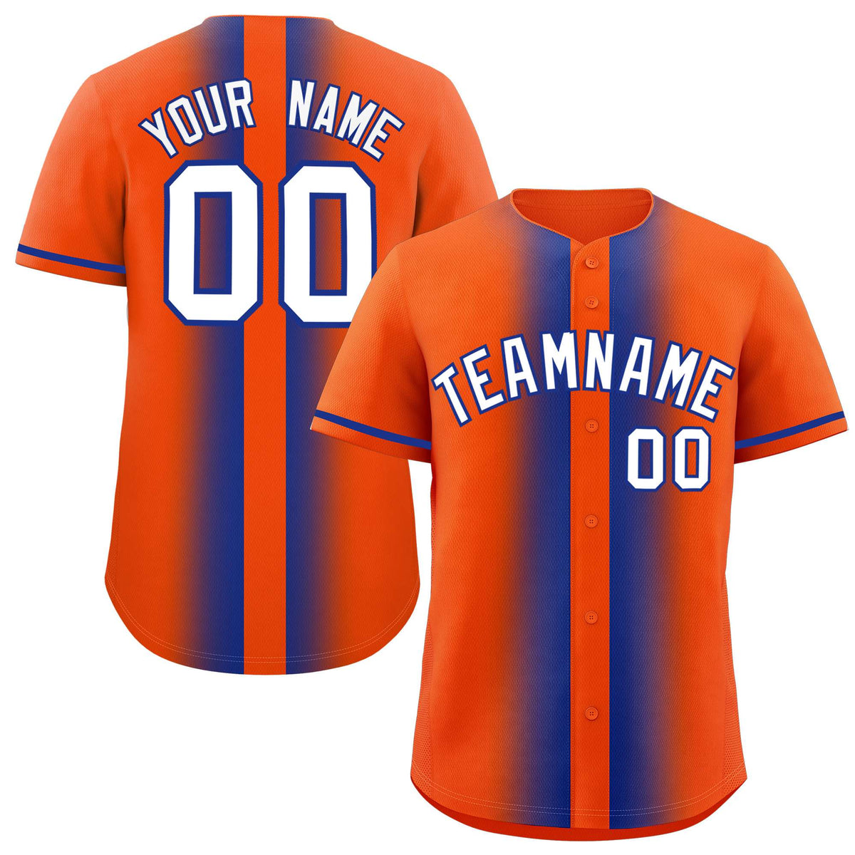 Custom Orange Royal Lapel Gradient Fashion Authentic Baseball Jersey| KXKSHOP