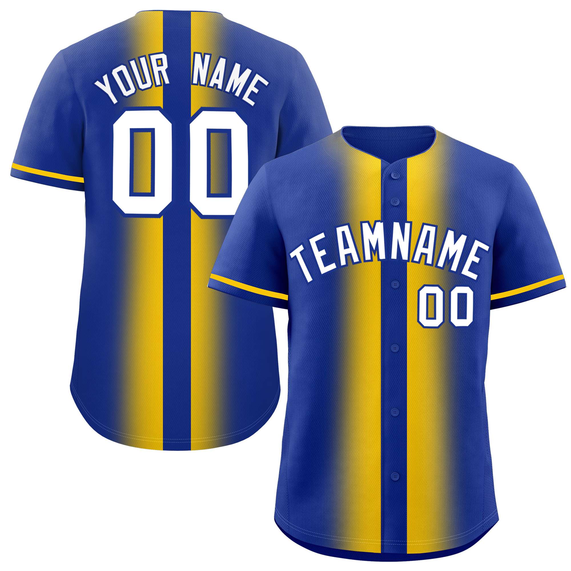 Custom Royal Gold Lapel Gradient Fashion Authentic Baseball Jersey| KXKSHOP