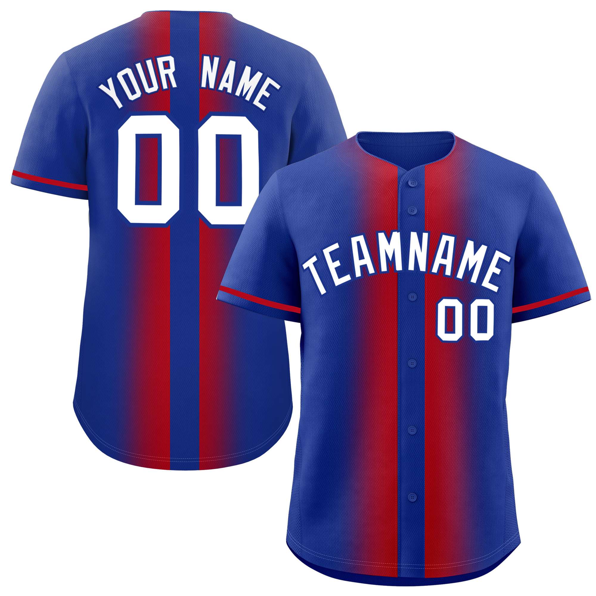Custom Royal Red Lapel Gradient Fashion Authentic Baseball Jersey| KXKSHOP
