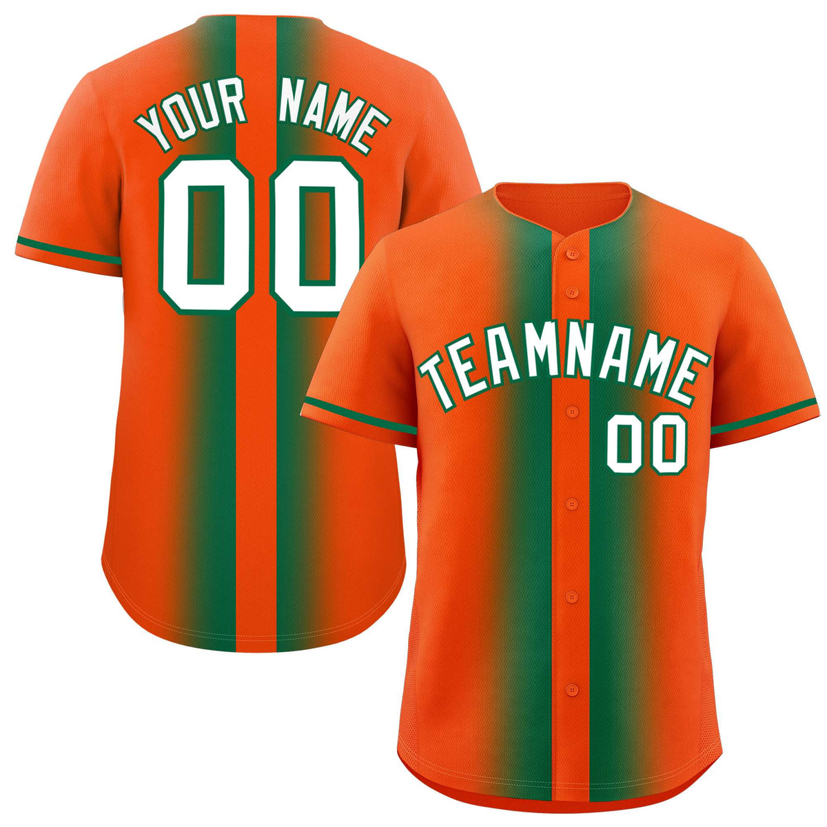 Custom Orange Kelly Green Lapel Gradient Fashion Authentic Baseball Jersey| KXKSHOP