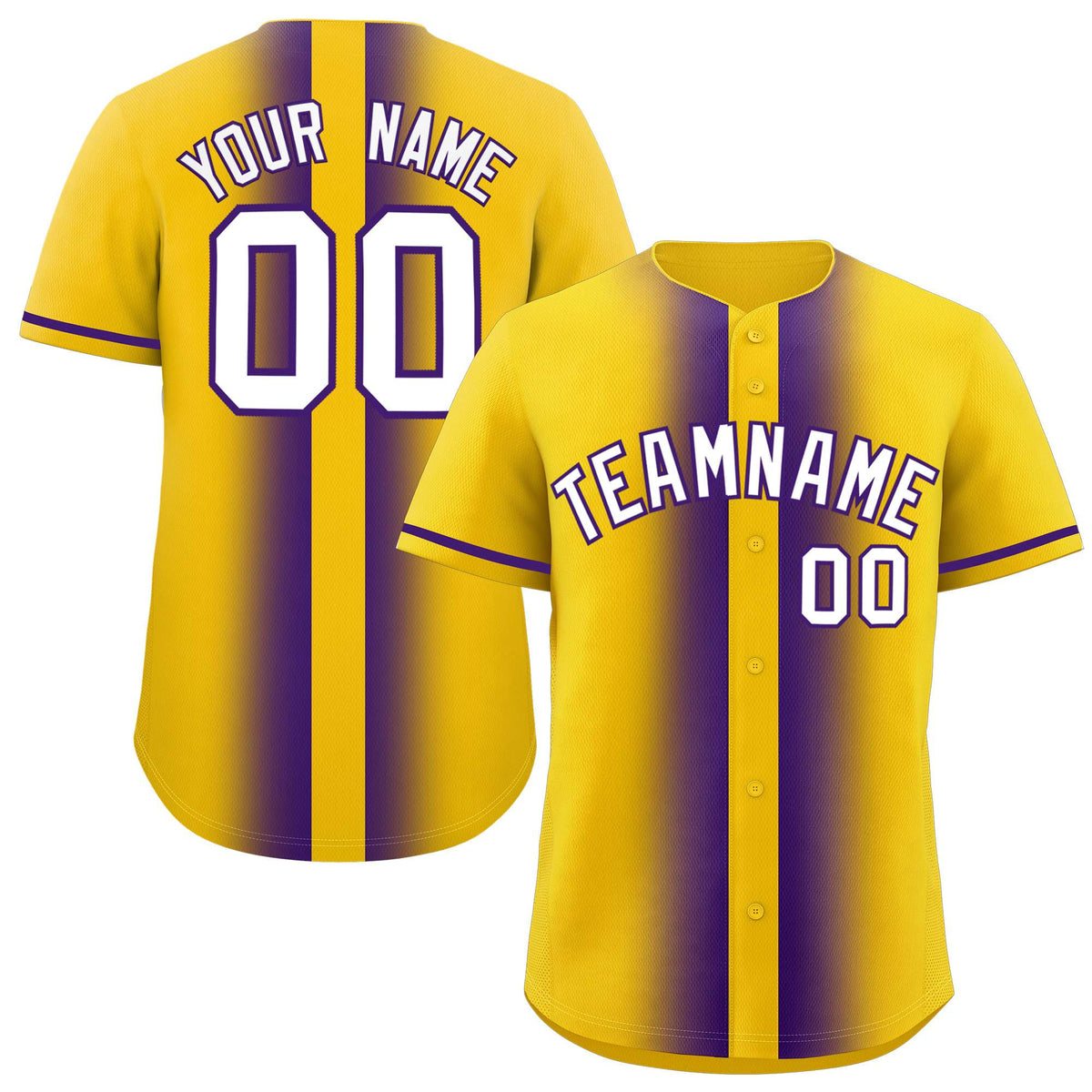 Custom Gold Purple Lapel Gradient Fashion Authentic Baseball Jersey| KXKSHOP